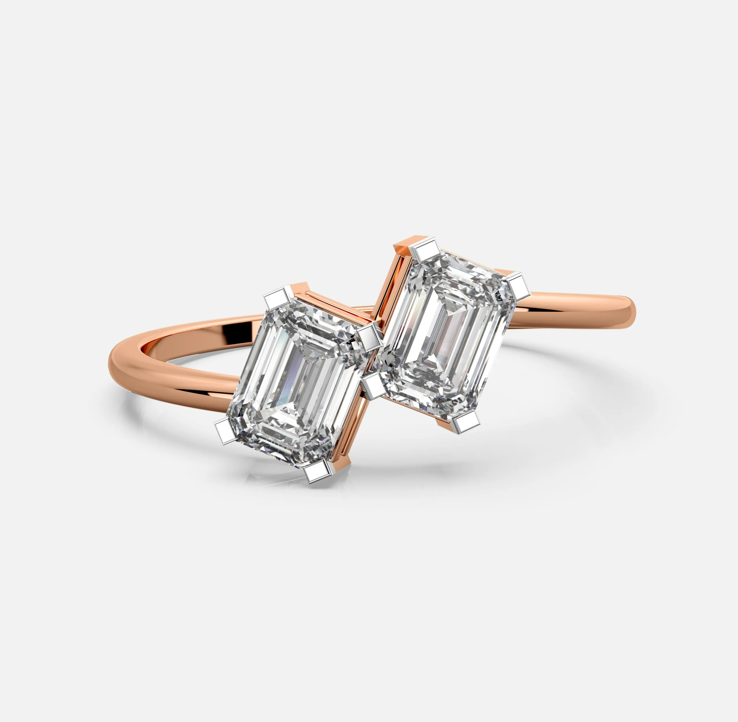 Twin Radiance Emerald-Cut Diamond Ring