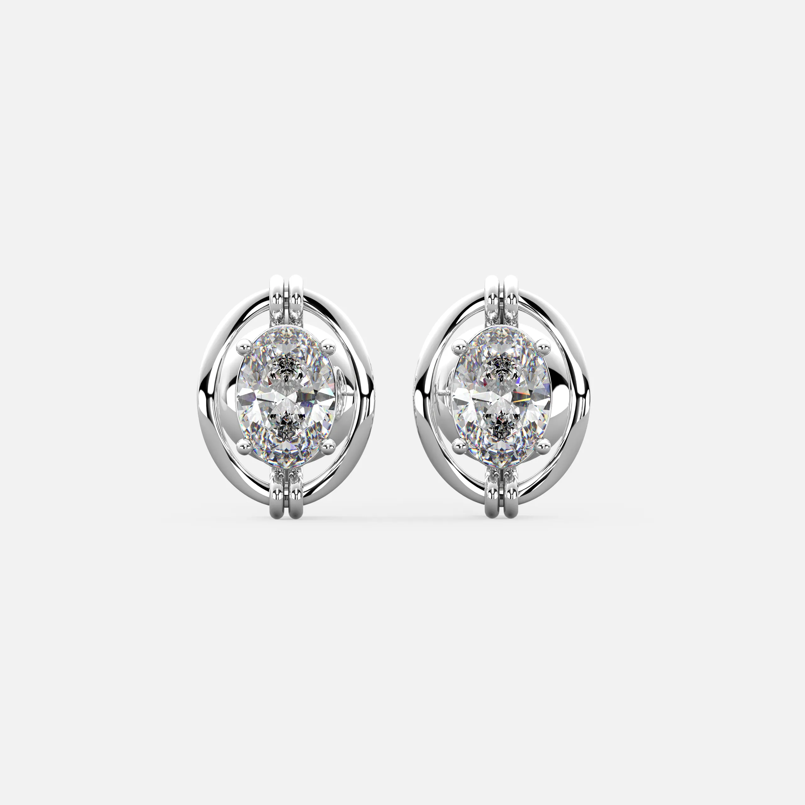 Oval Orbit Diamond Earrings
