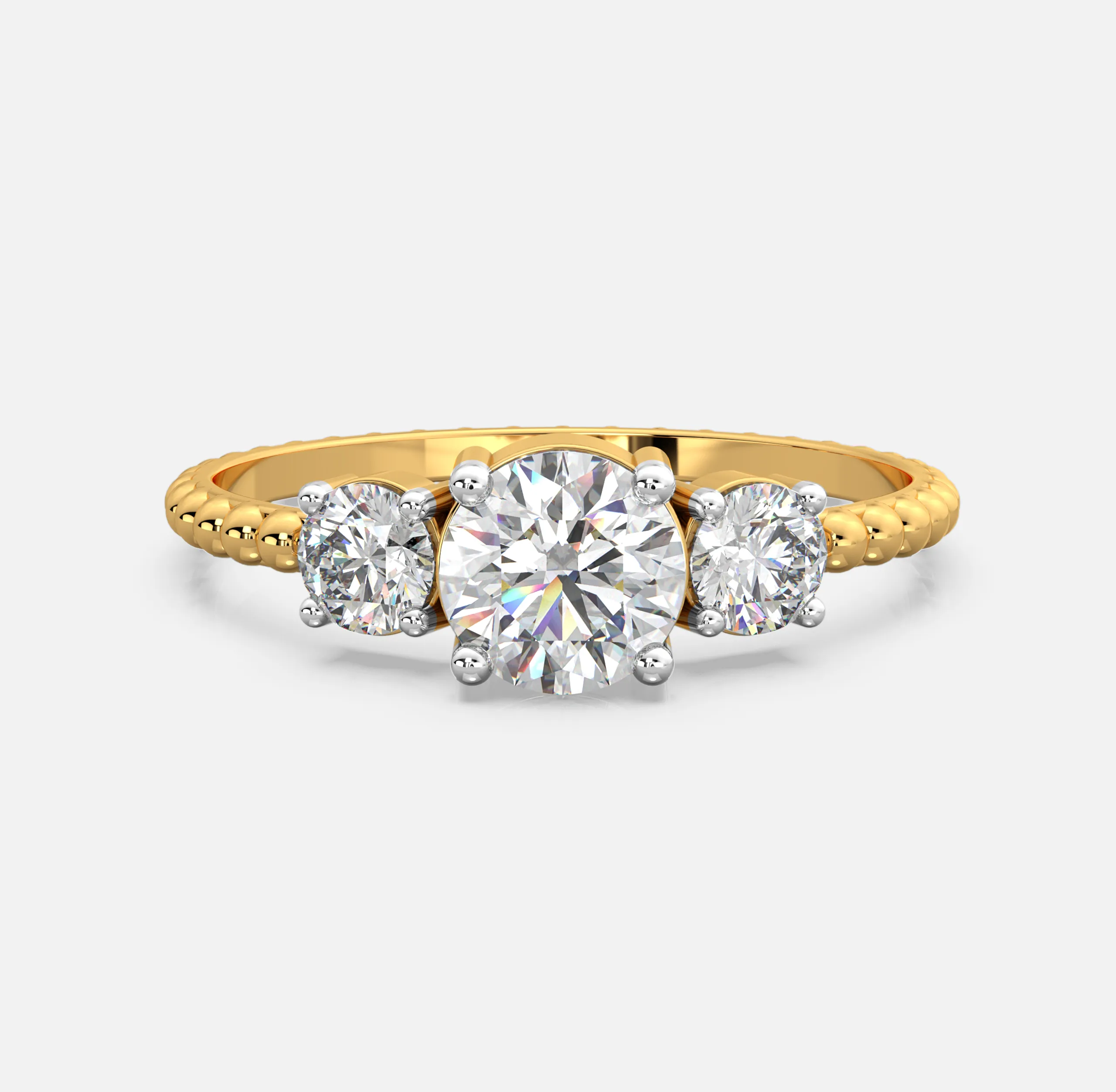 Trinity Beaded Diamond Ring
