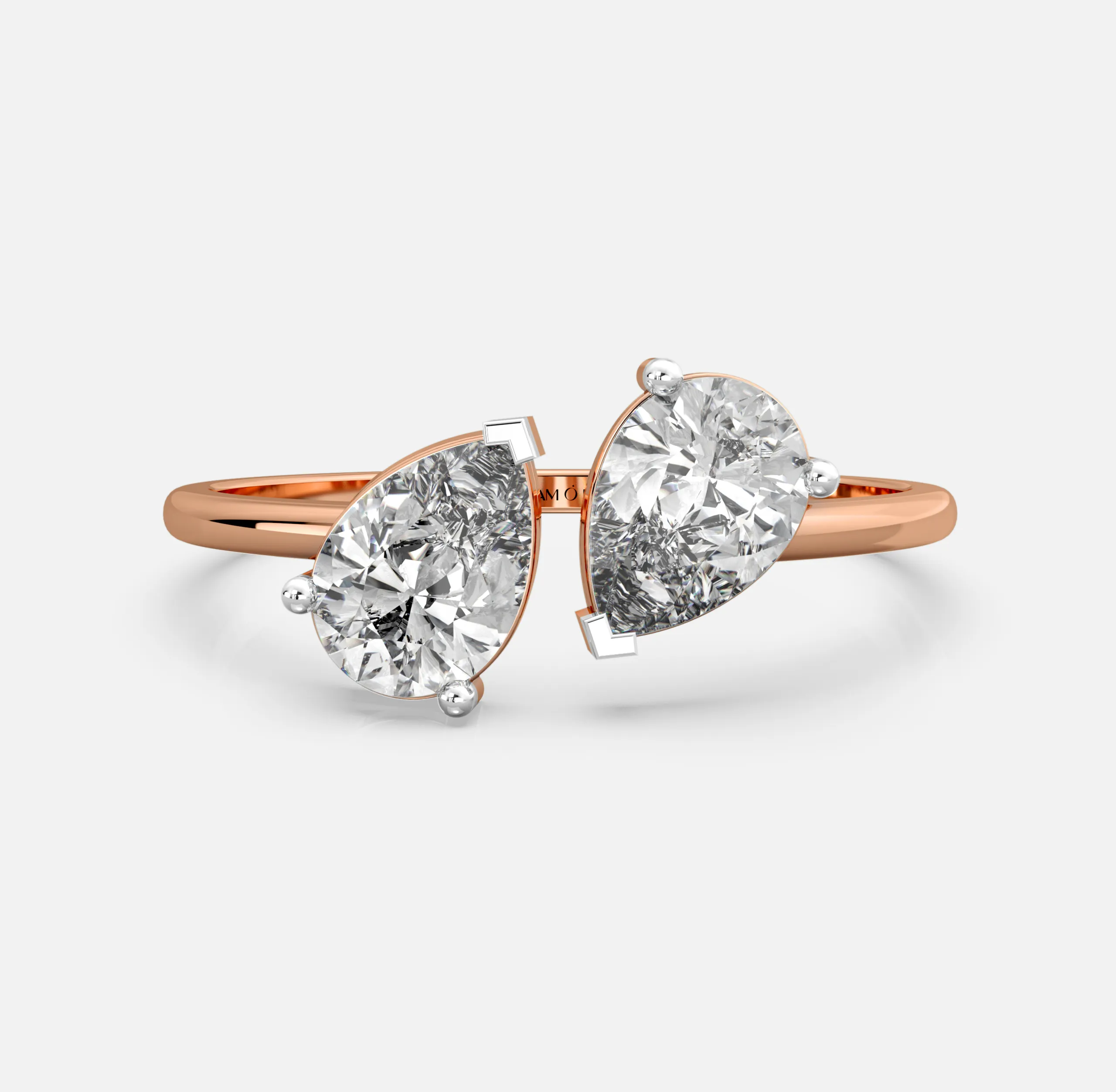 Twin Pear Diamond Bypass Ring