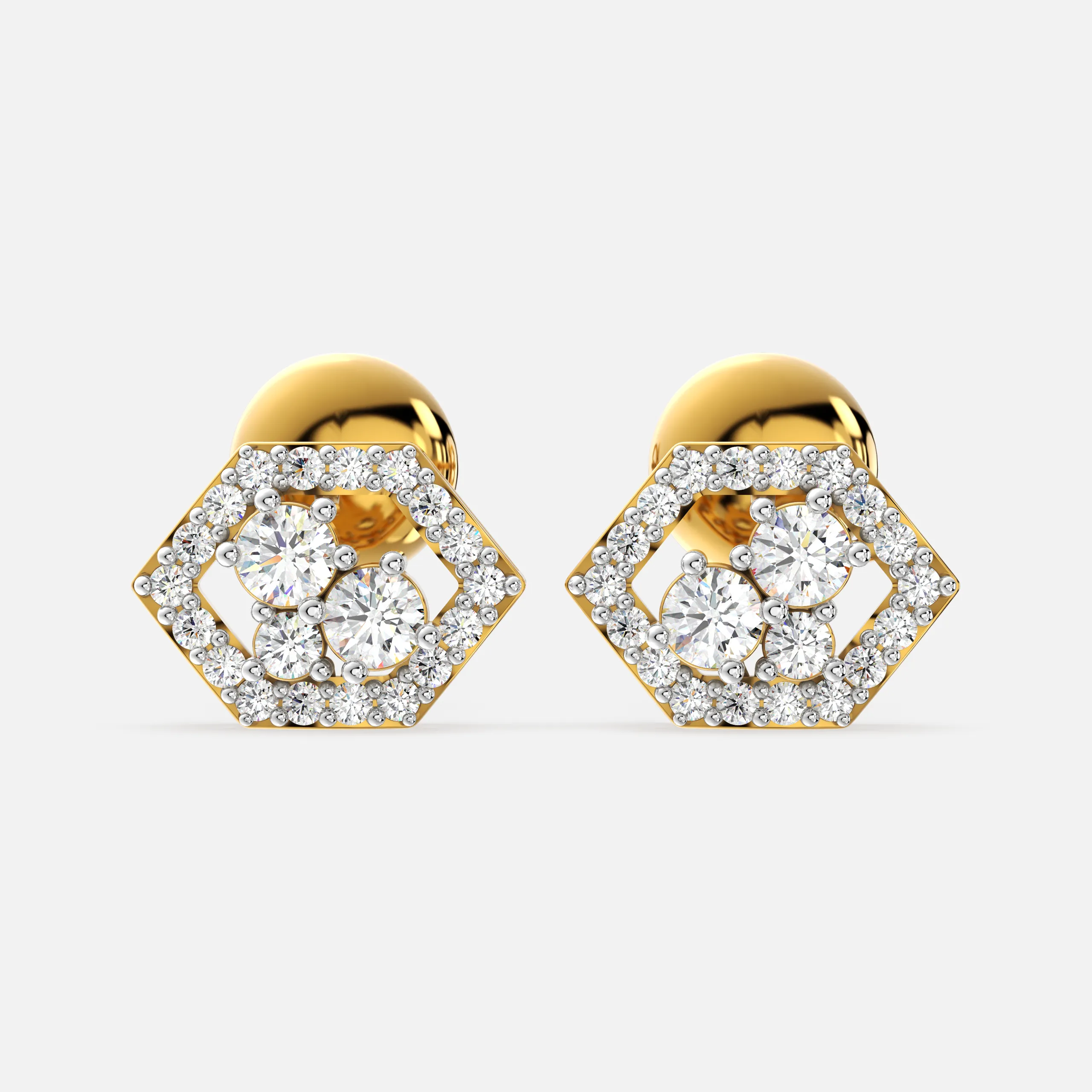 Hexa Cluster Diamond Earrings