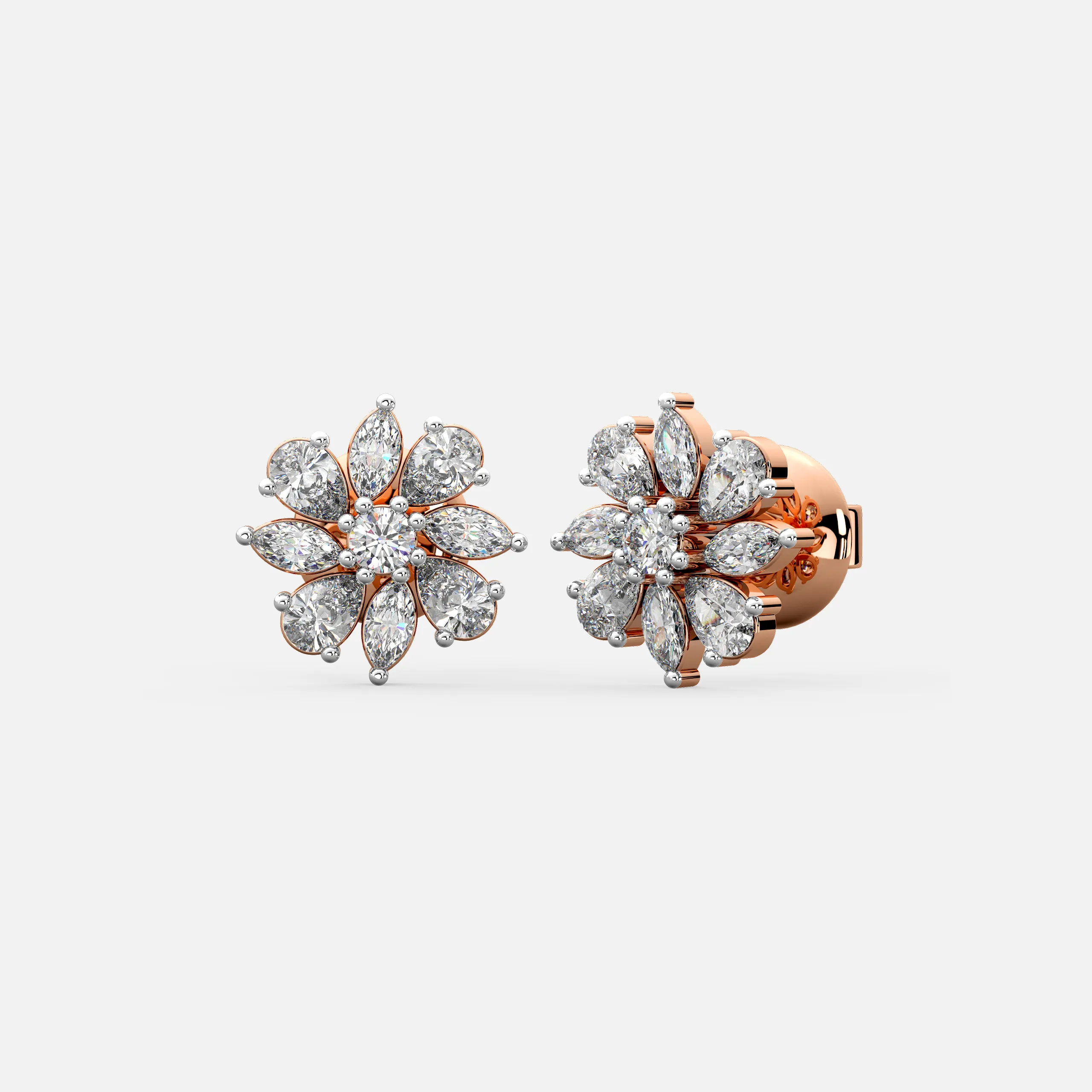 Diamond Petal Floral Earrings