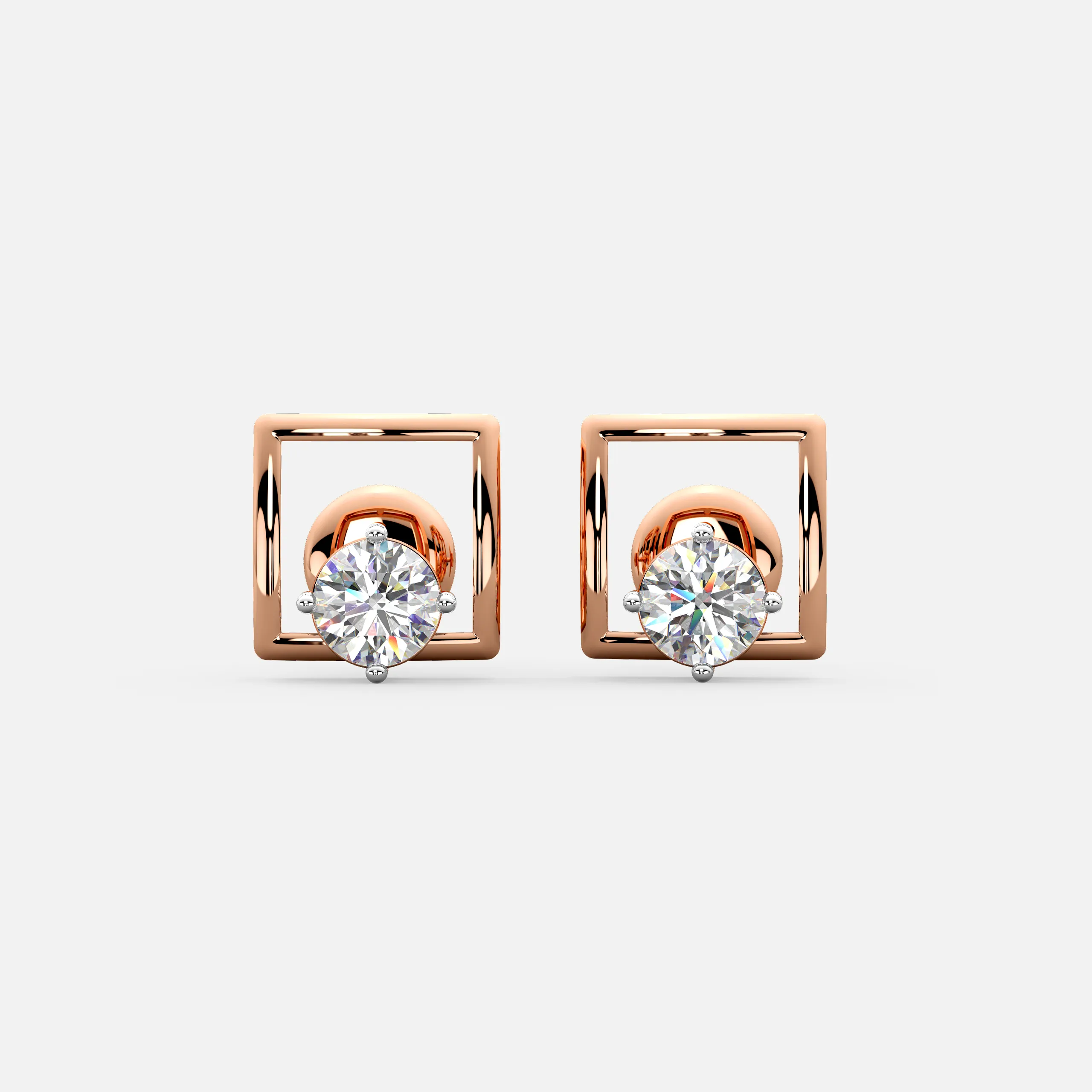 Frame Halo Diamond Stud Earrings