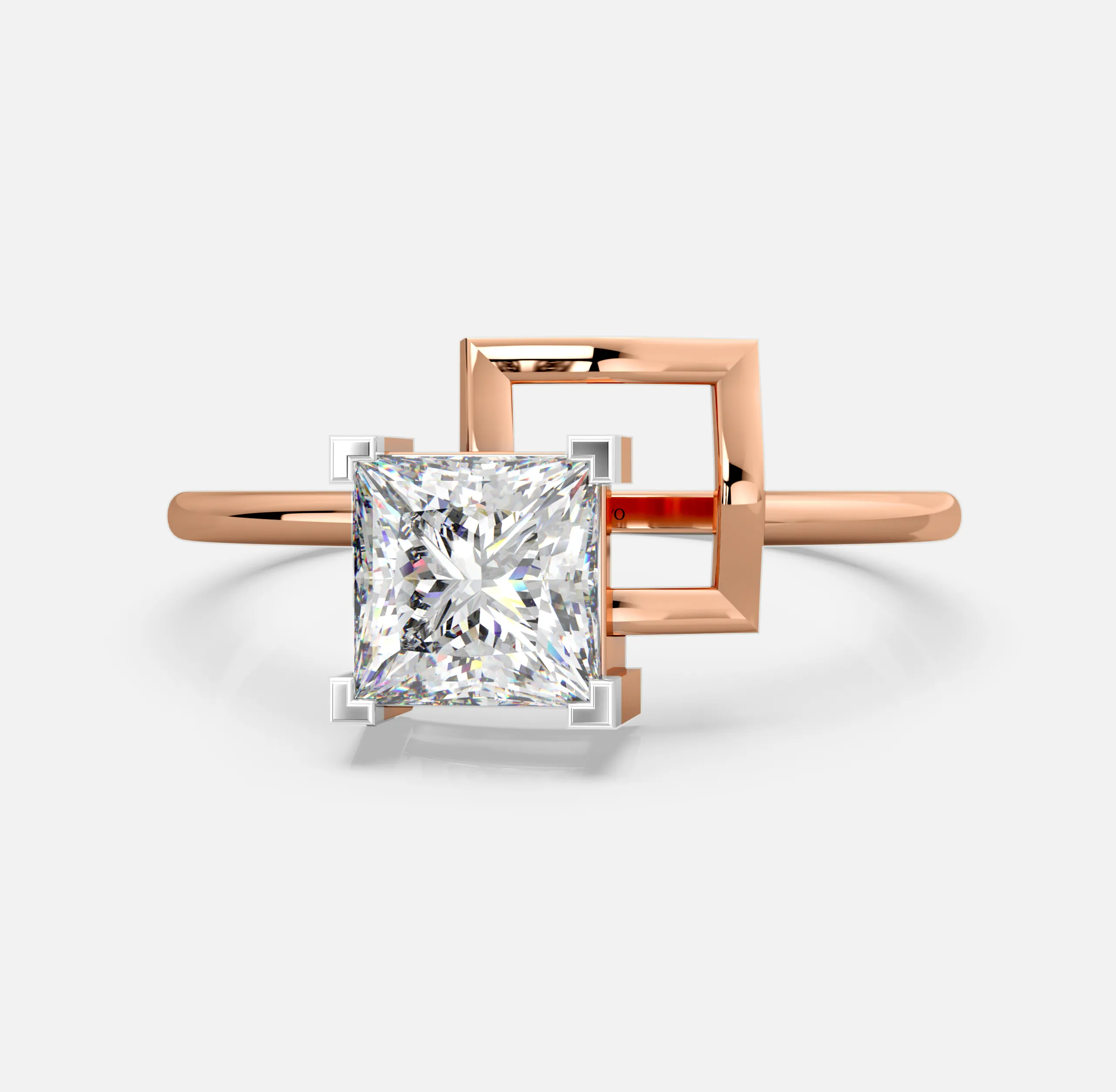 Square Link Princess Diamond Ring