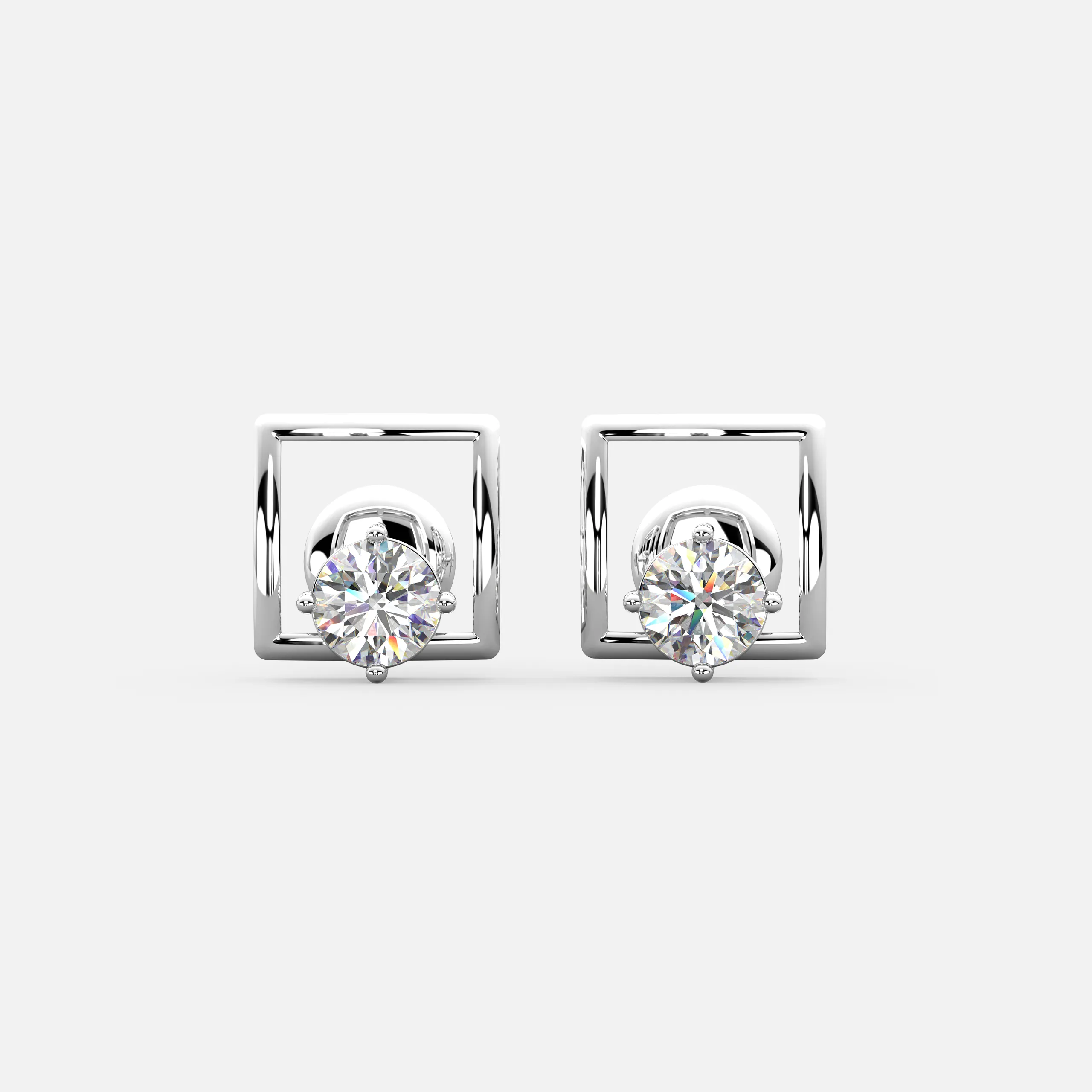 Frame Halo Diamond Stud Earrings