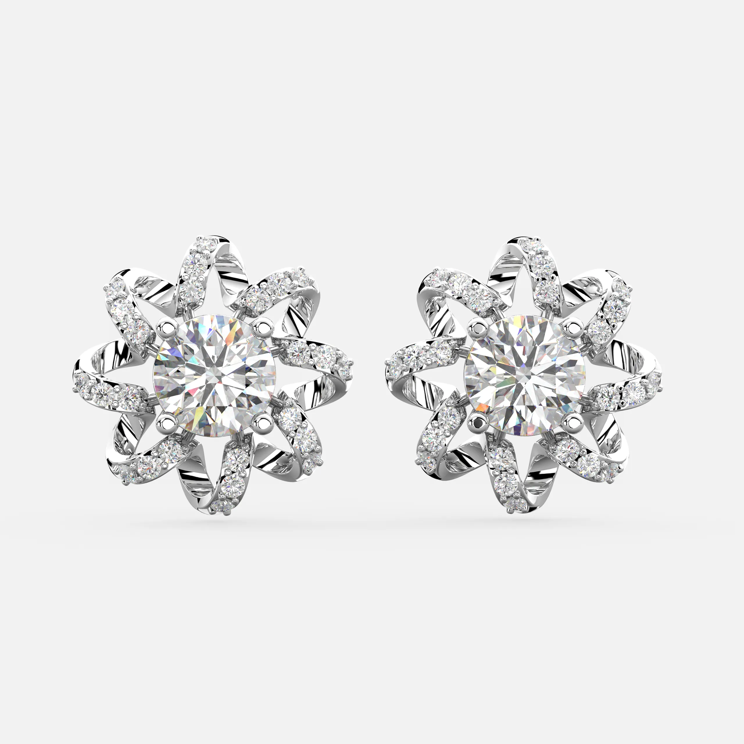 Floral Swirl Diamond Earrings