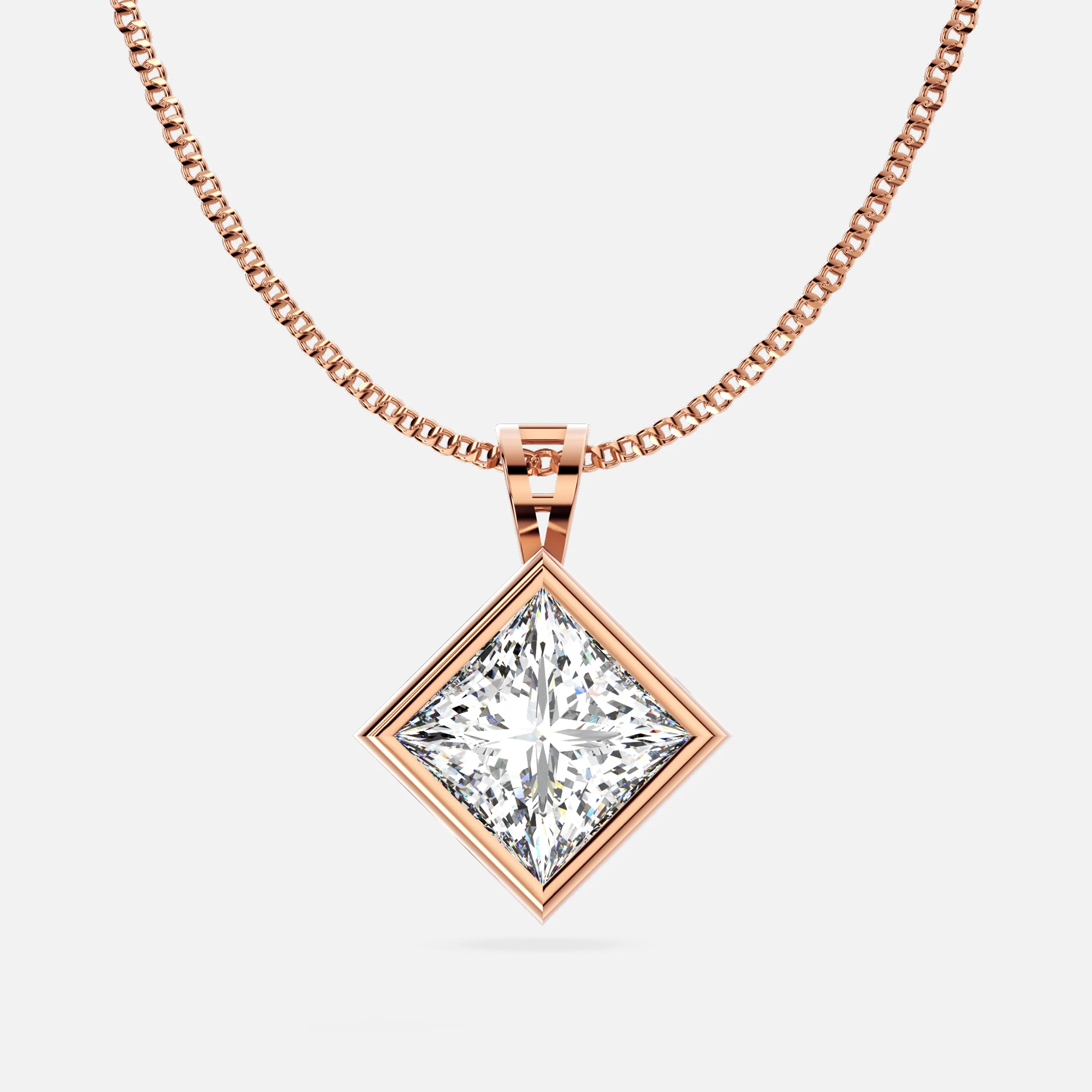 Regal Princess-Cut Diamond Pendant