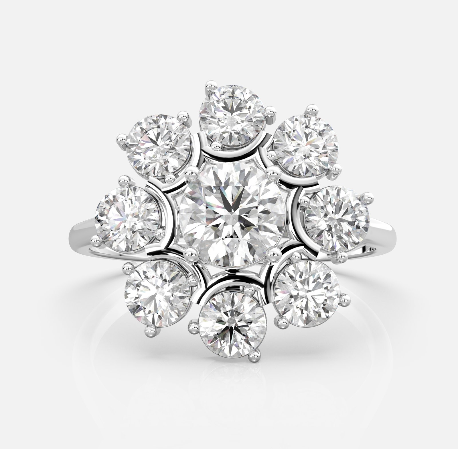 Floral Bloom Diamond Cluster Ring