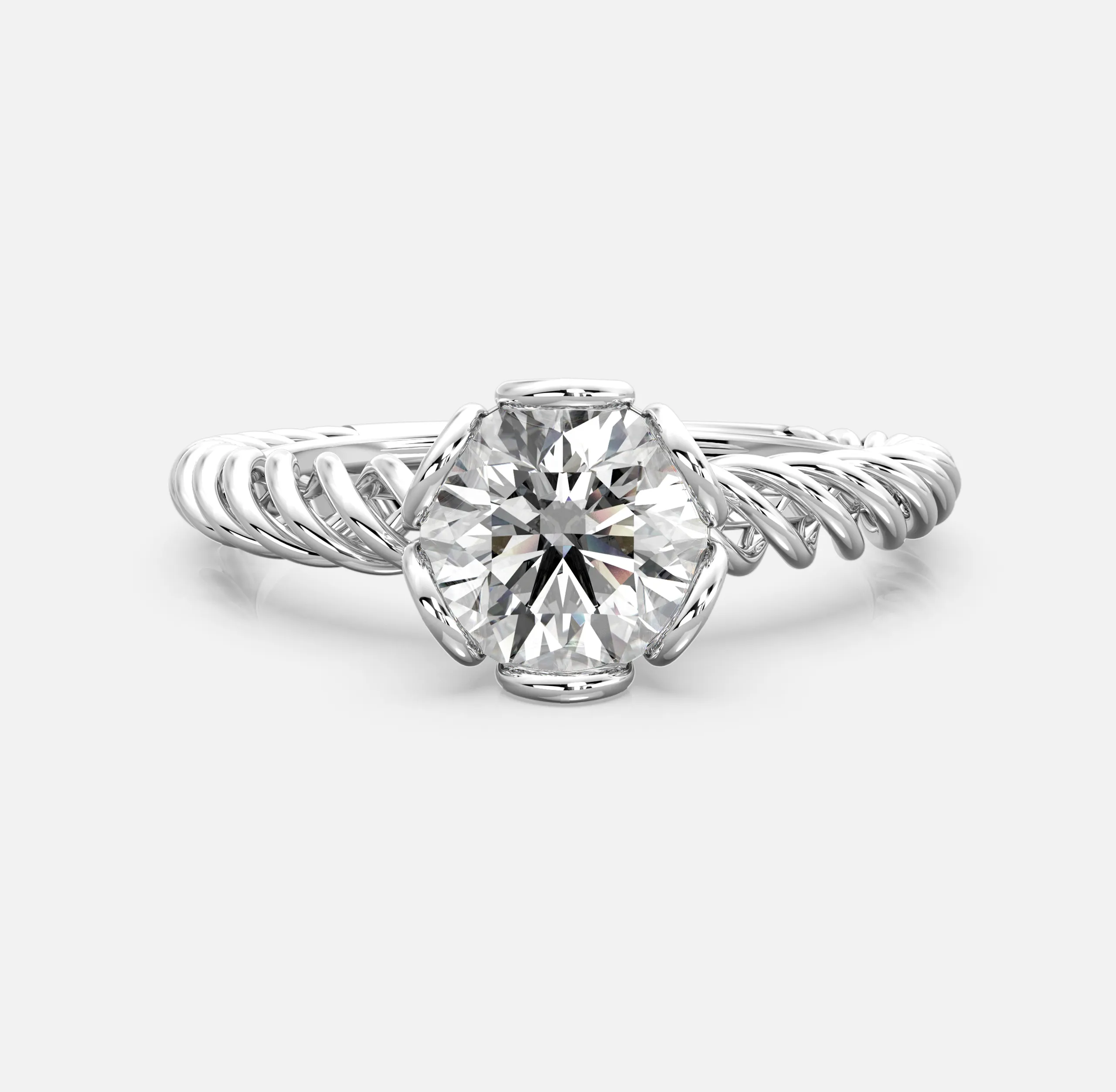 Twist Rope Solitaire Diamond Ring