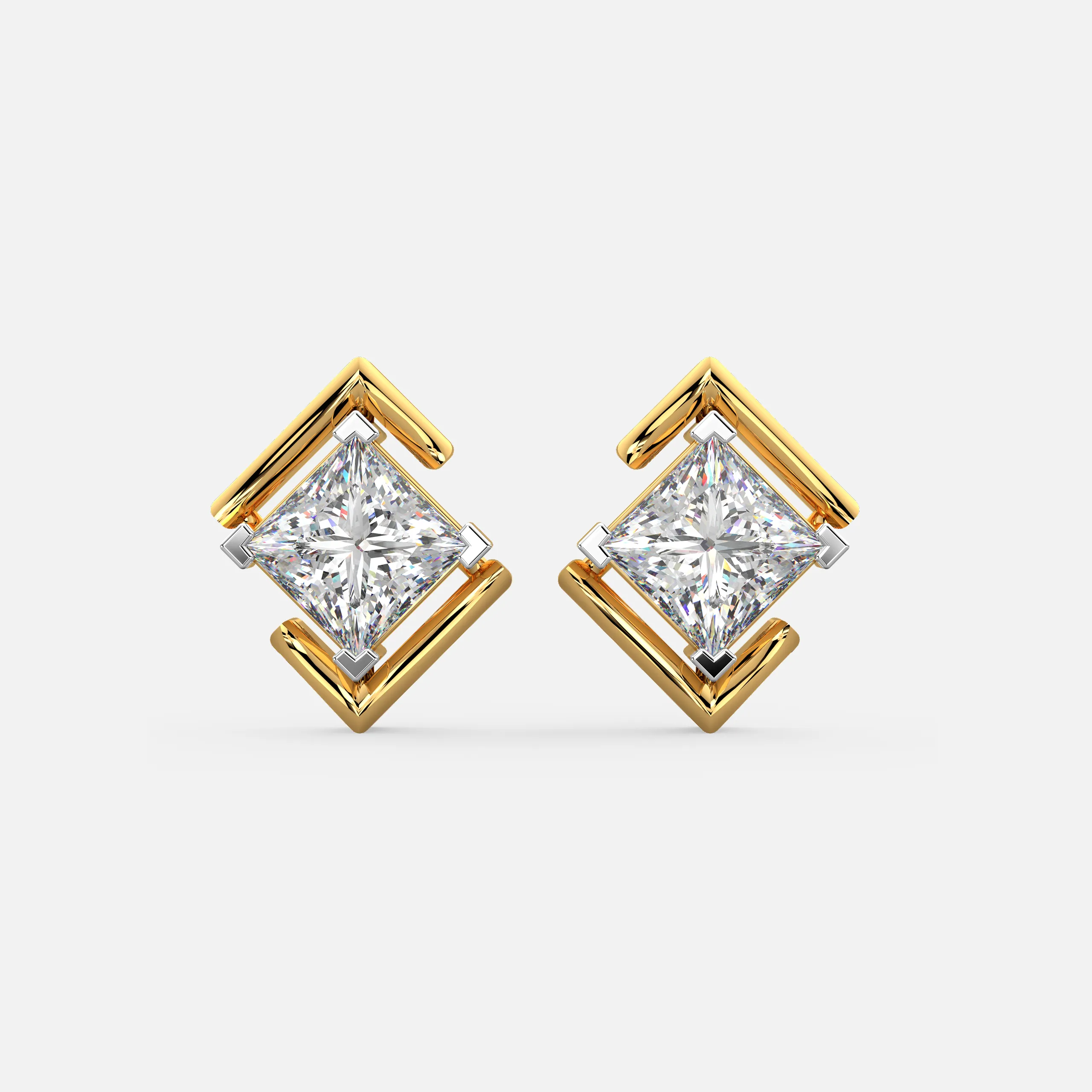 Framed Princess Diamond Earrings