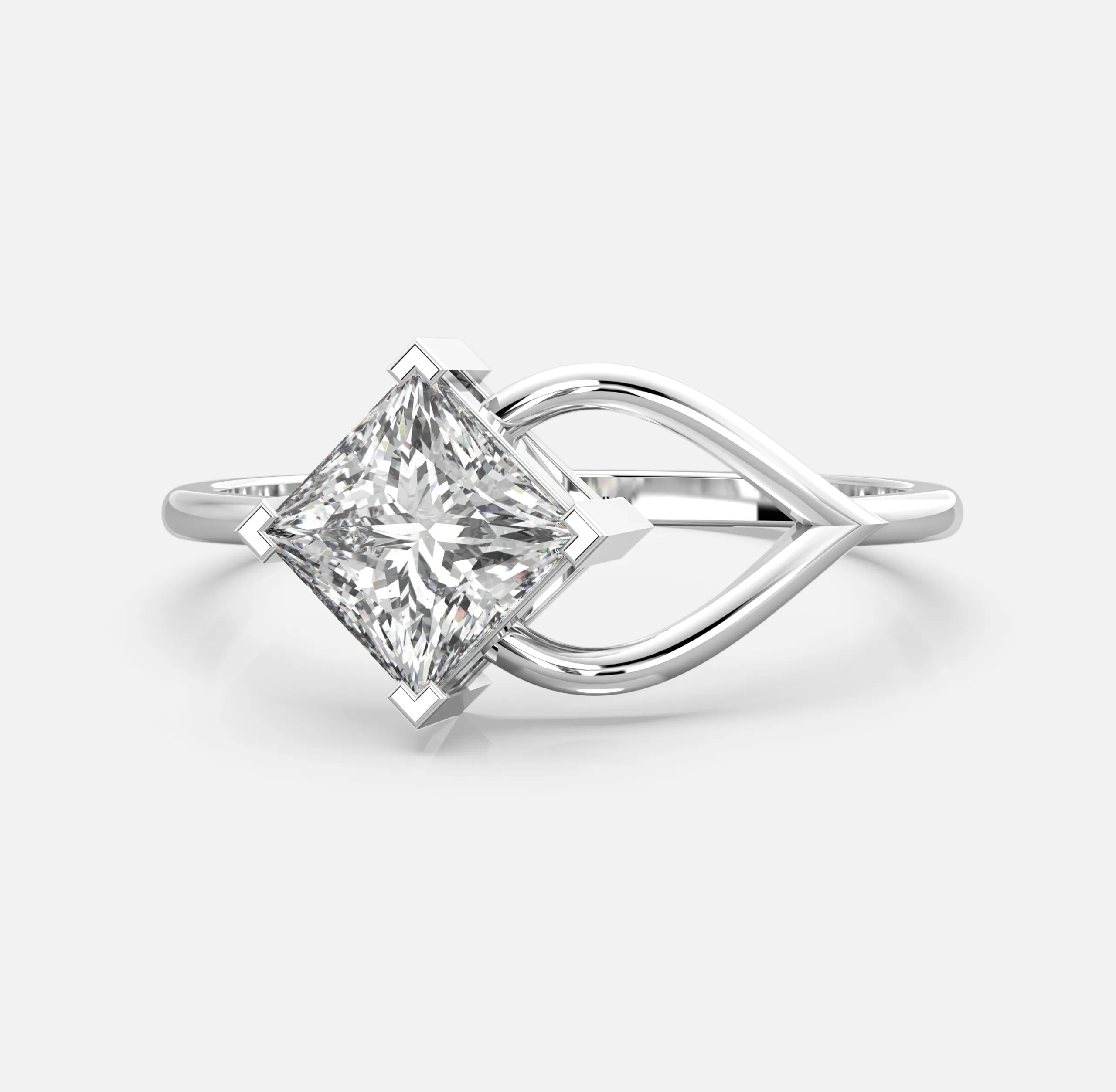 Princess Twist Solitaire Diamond Ring