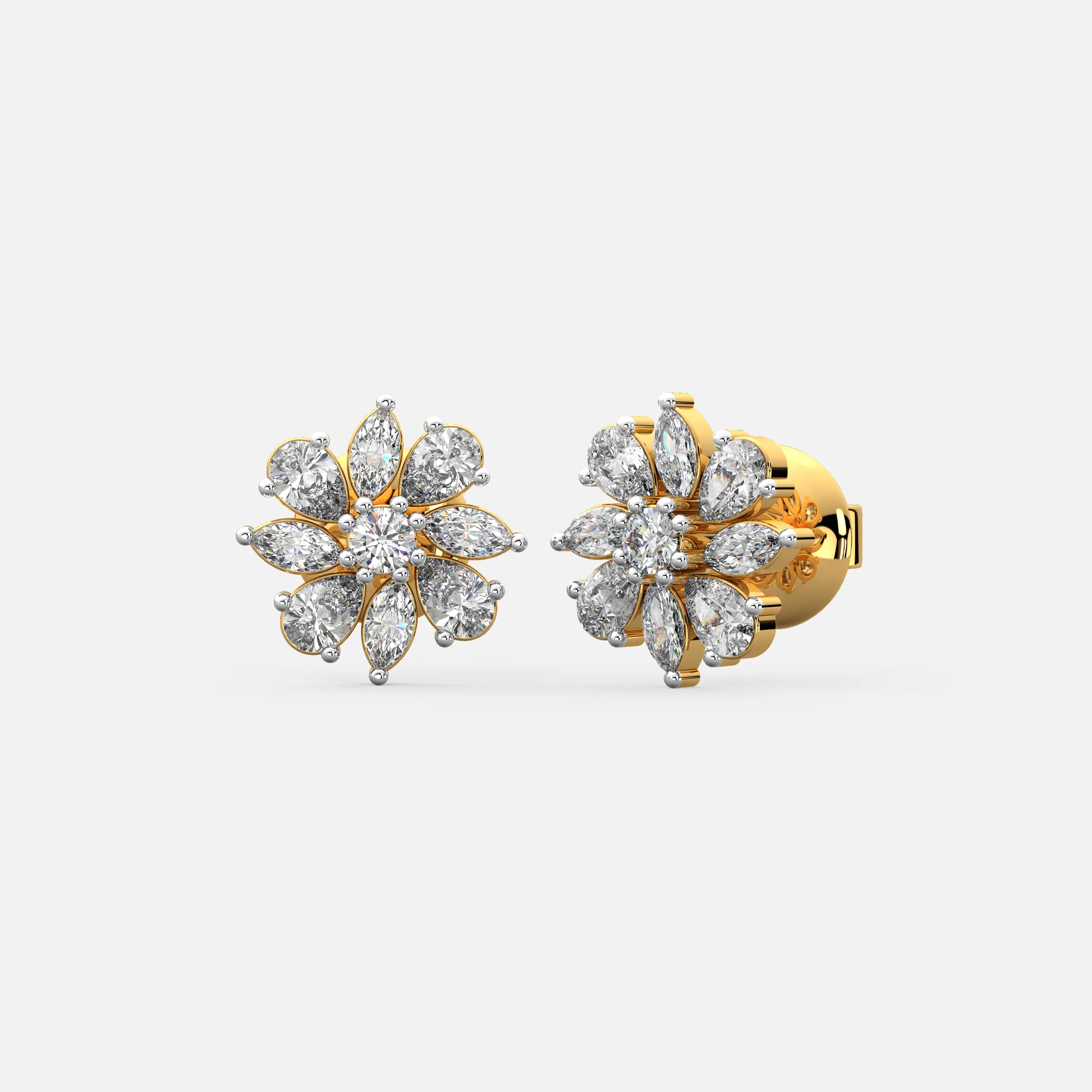 Diamond Petal Floral Earrings