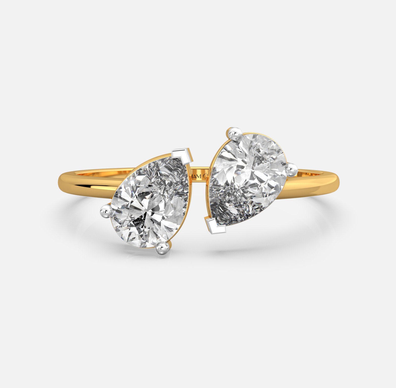 Twin Pear Diamond Bypass Ring