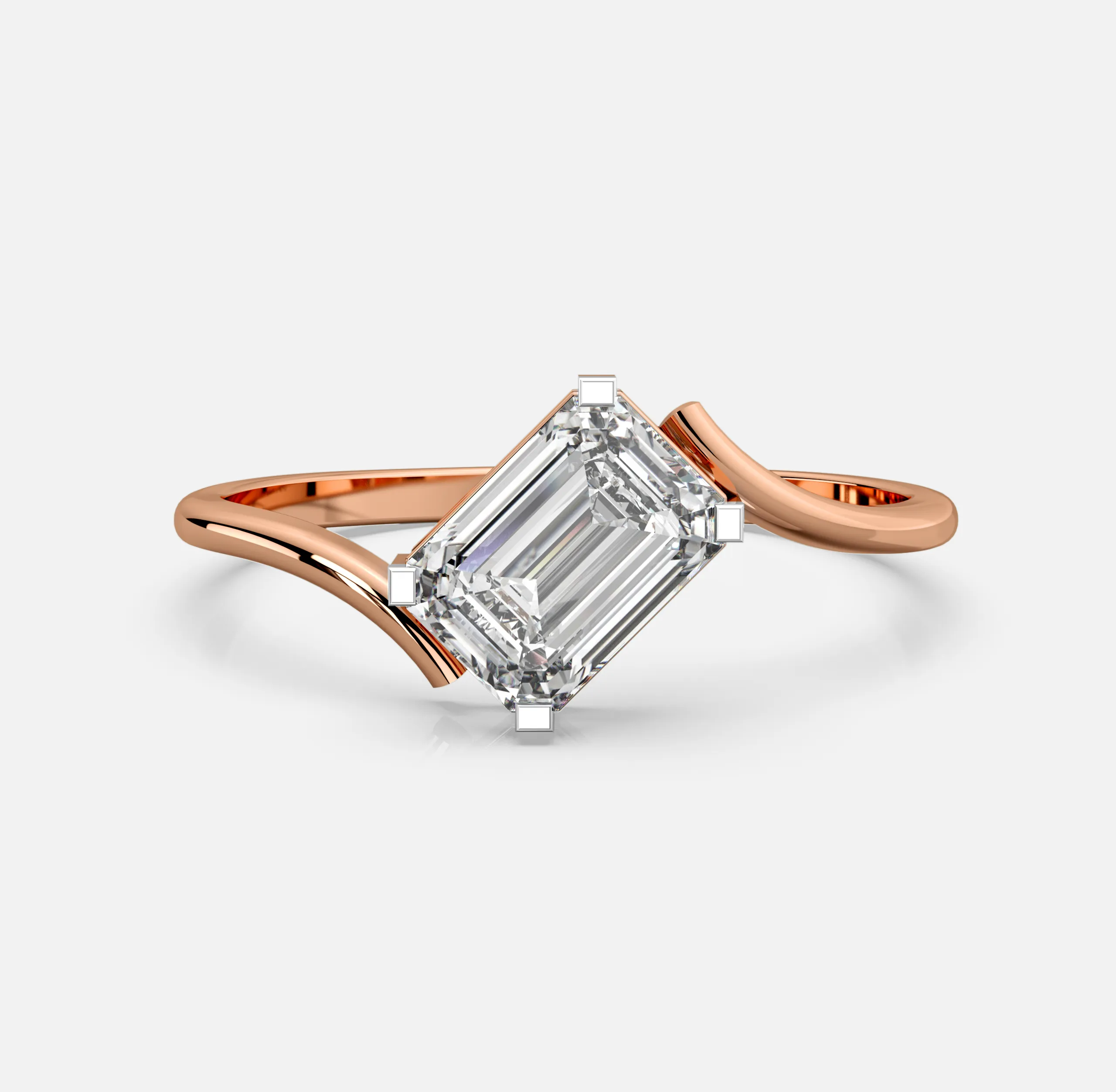 Asymmetric Emerald-Cut Diamond Ring