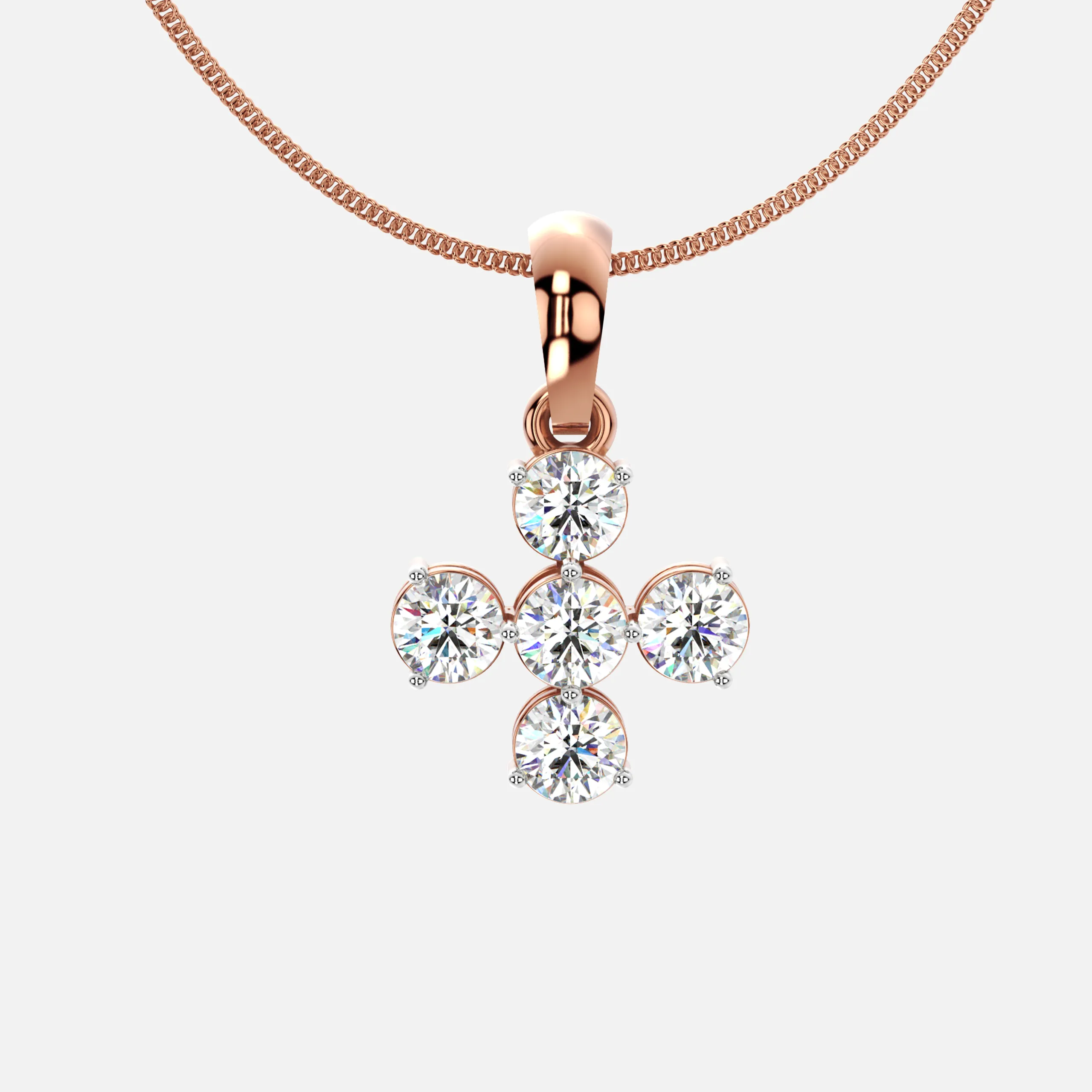 Diamond Floweret Cross Pendant