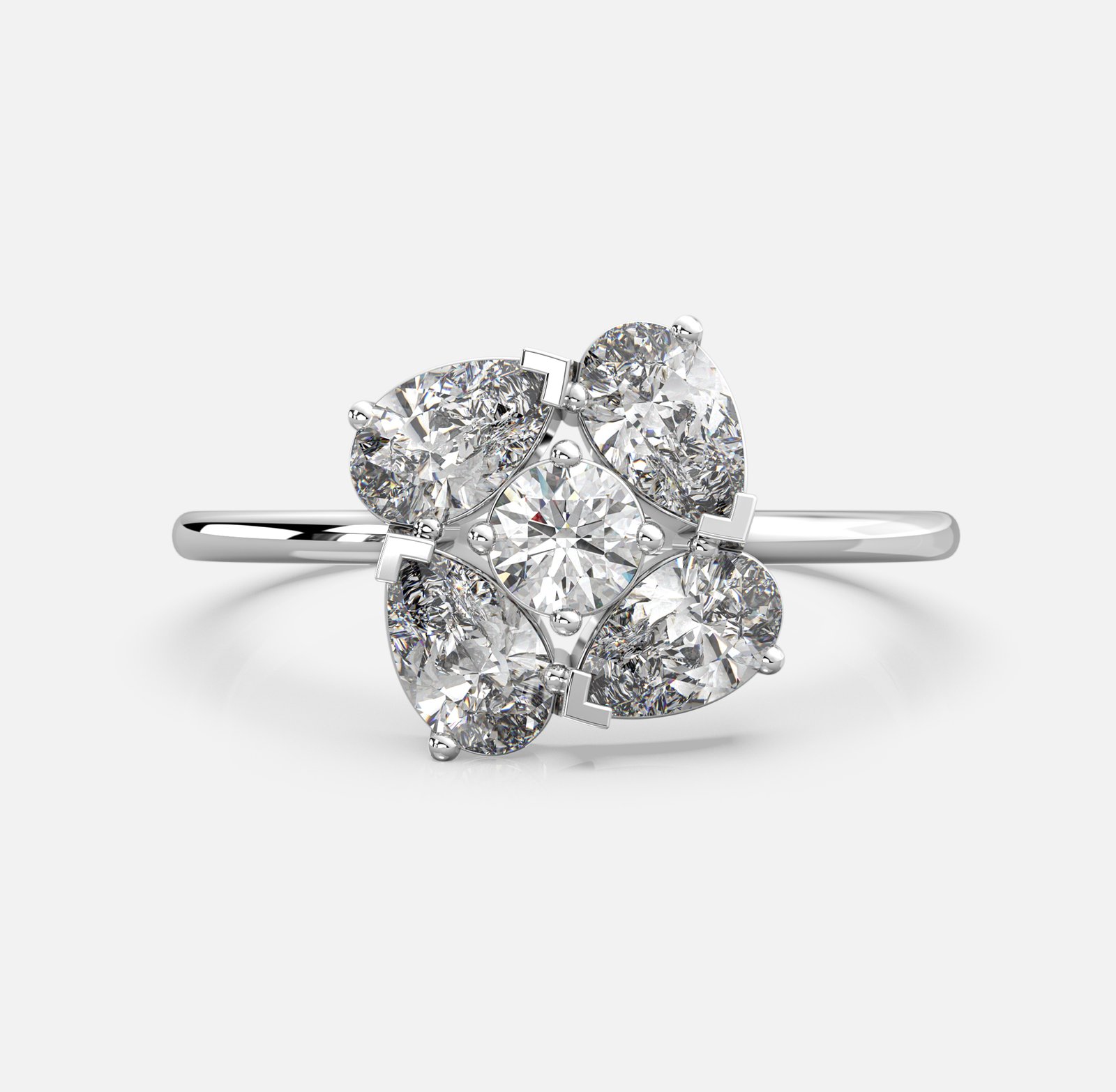 Cluster Petal Diamond Ring