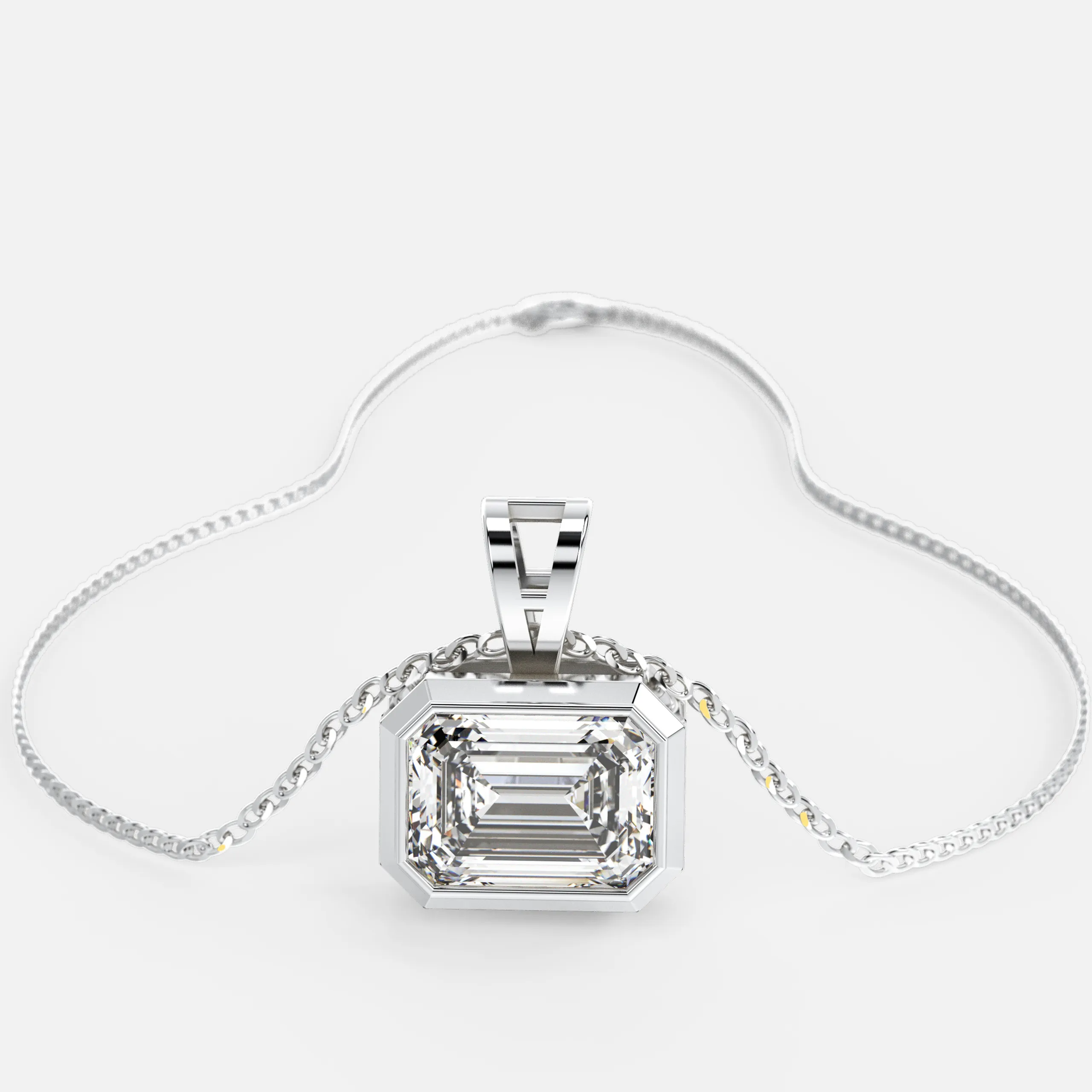 Regal Emerald Cut Diamond Pendant