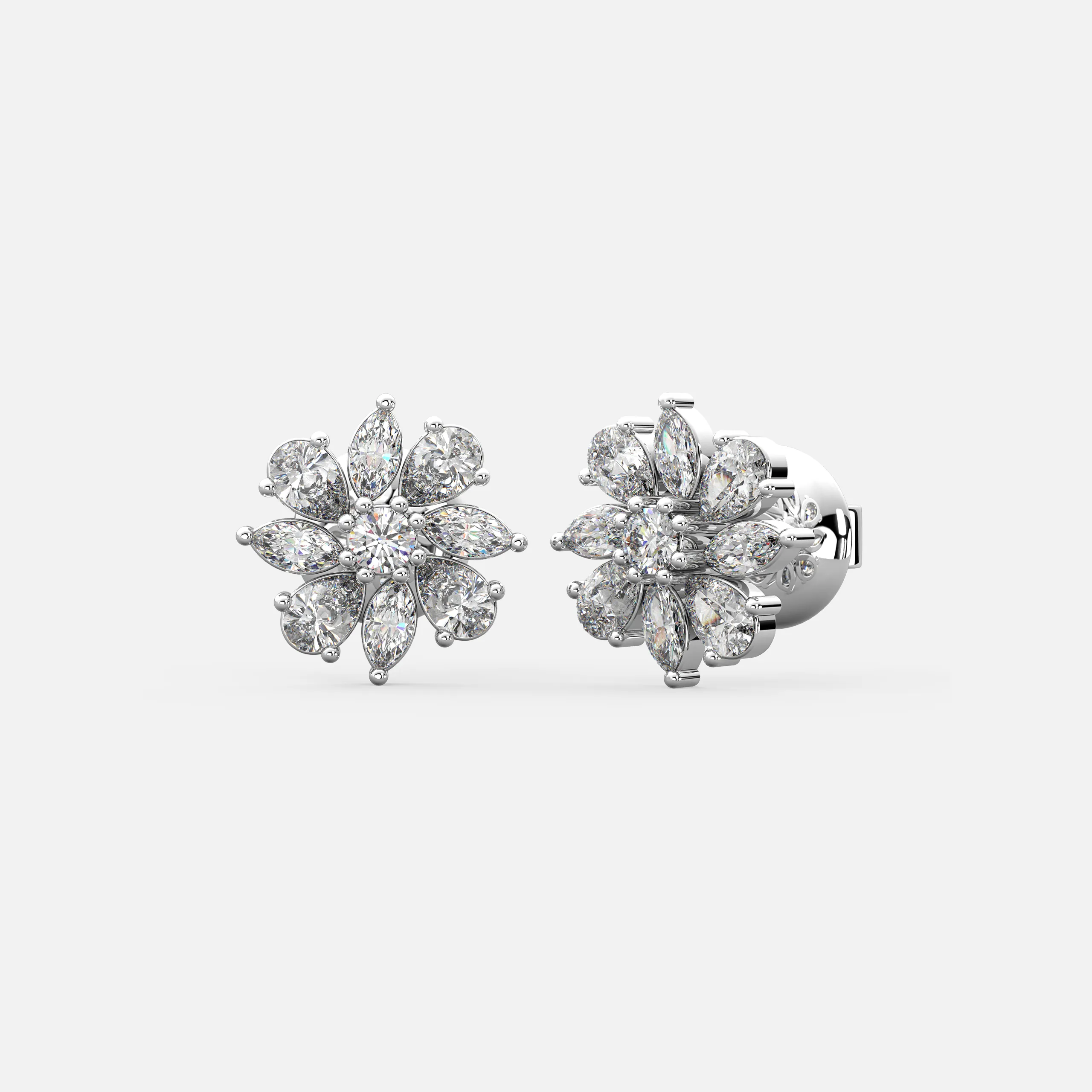 Diamond Petal Floral Earrings
