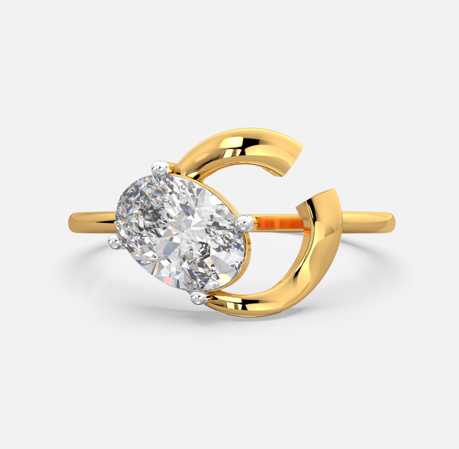 Oval Diamond Bypass Ring