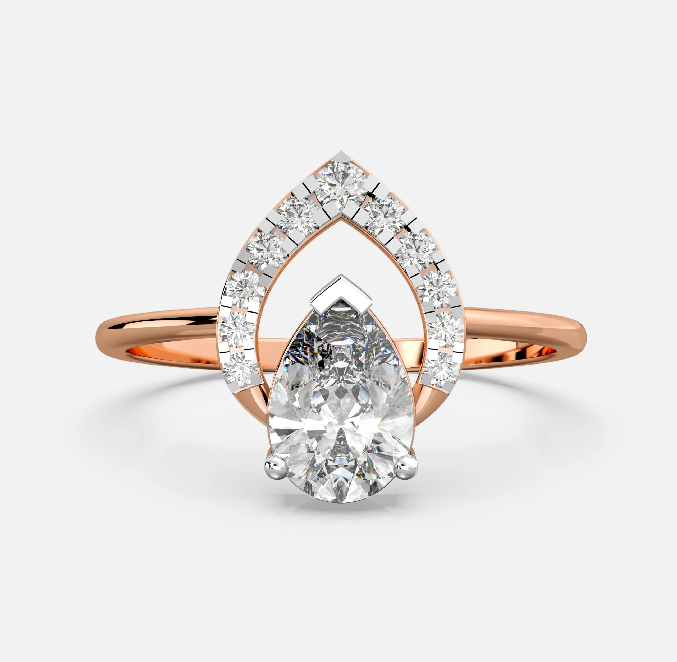 Radiant Crown Pear Diamond Ring