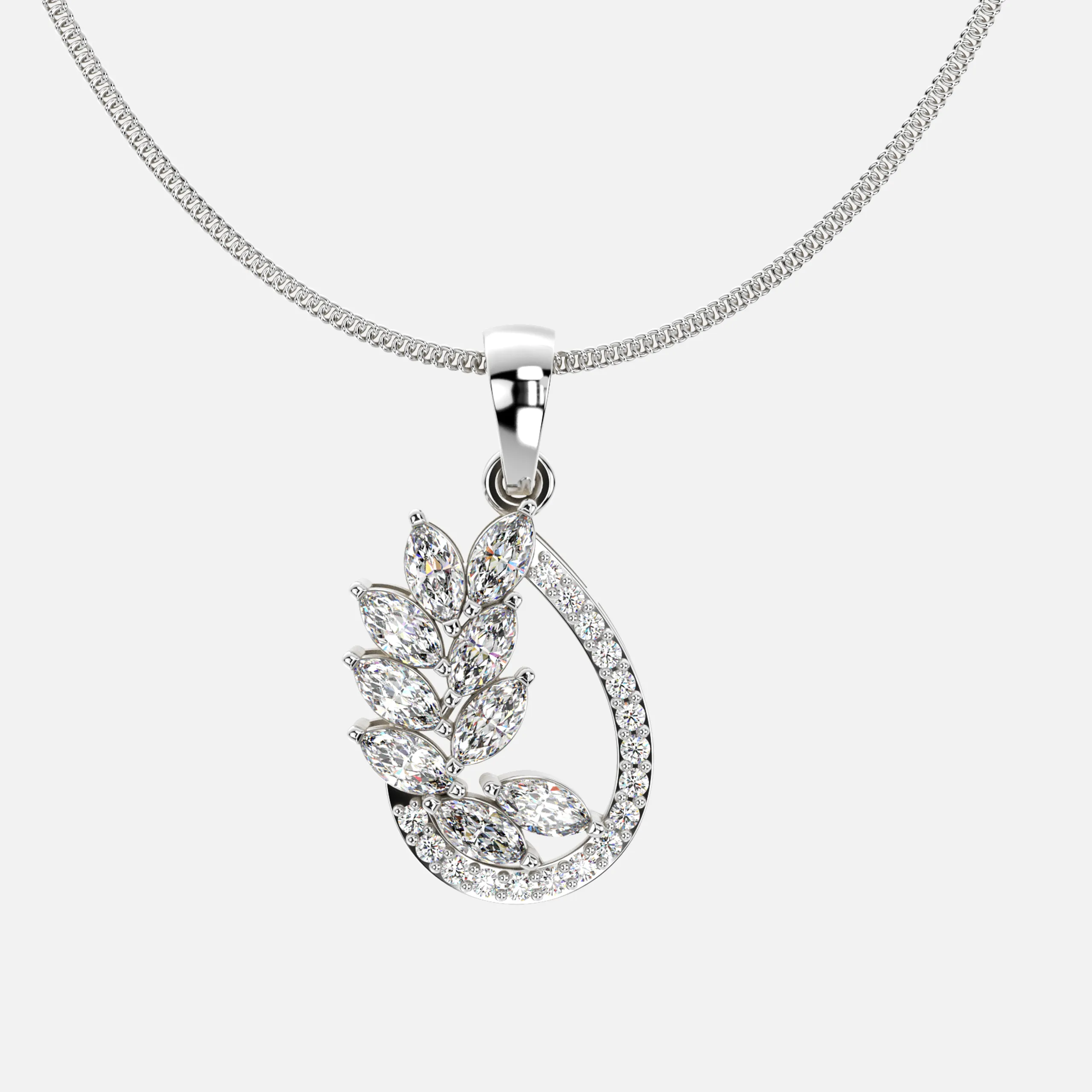 Leaf Crest Diamond Pendant