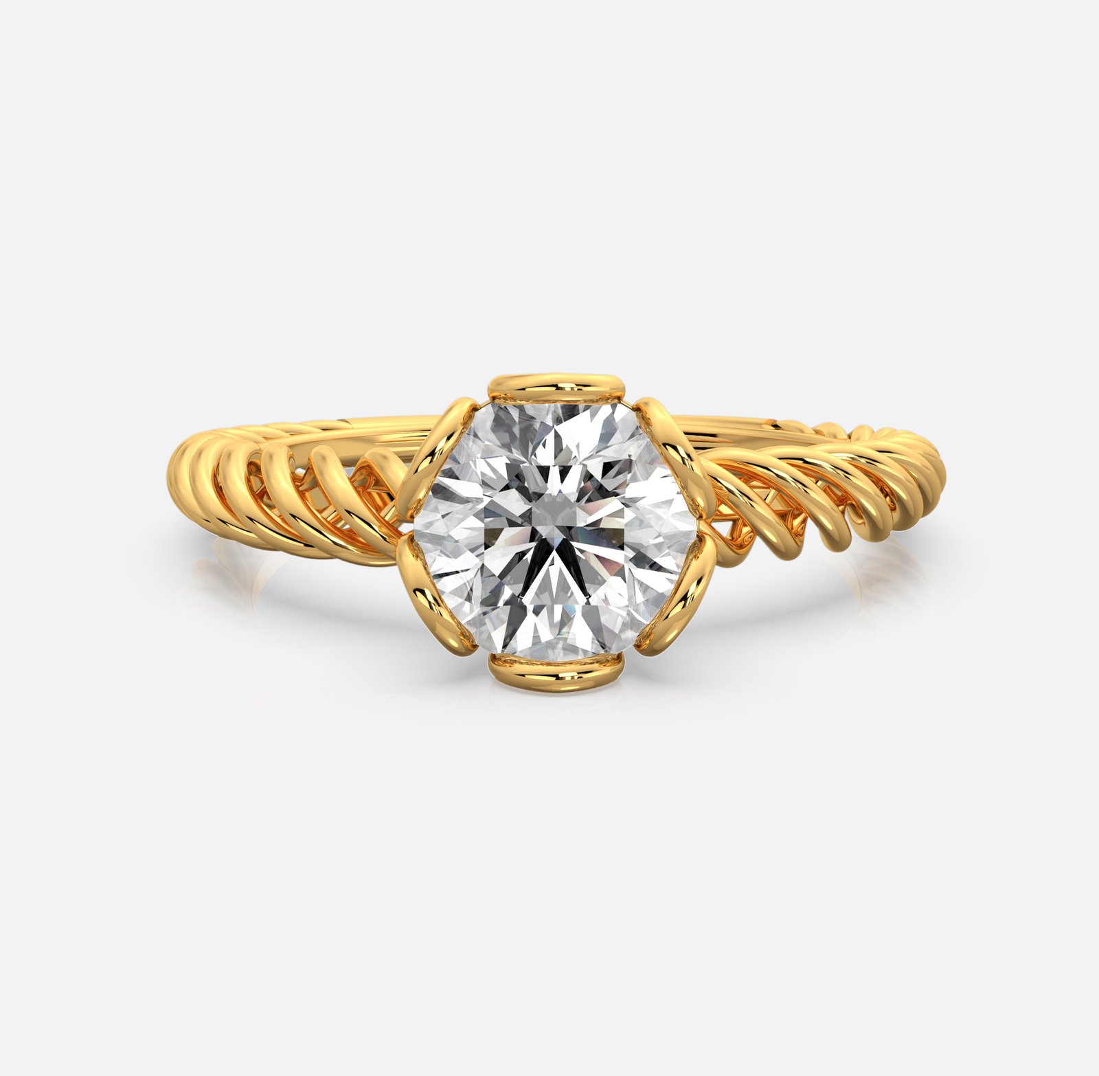 Twist Rope Solitaire Diamond Ring