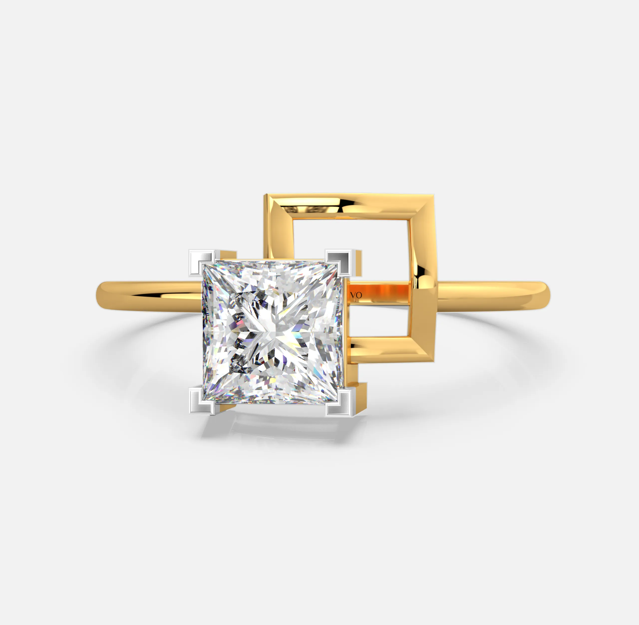 Square Link Princess Diamond Ring