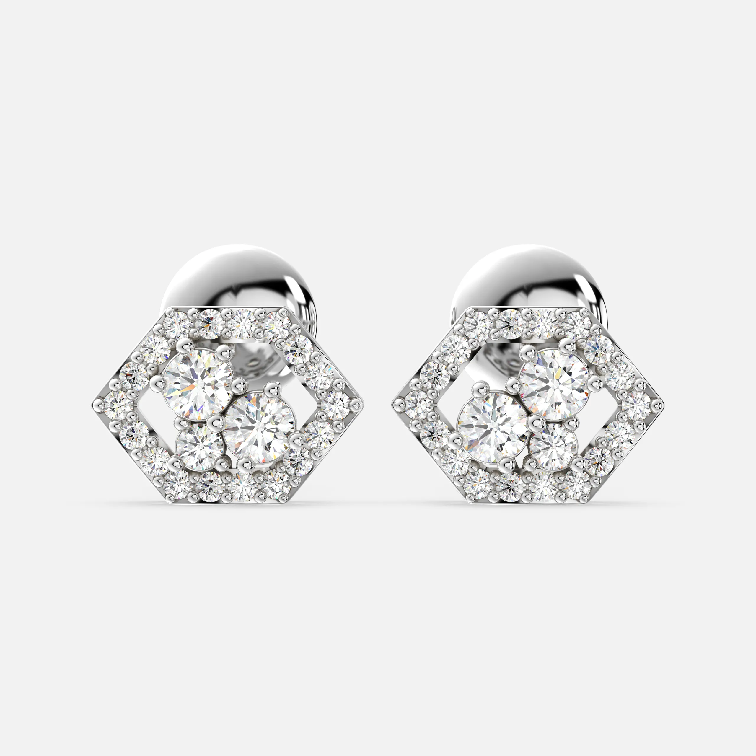 Hexa Cluster Diamond Earrings