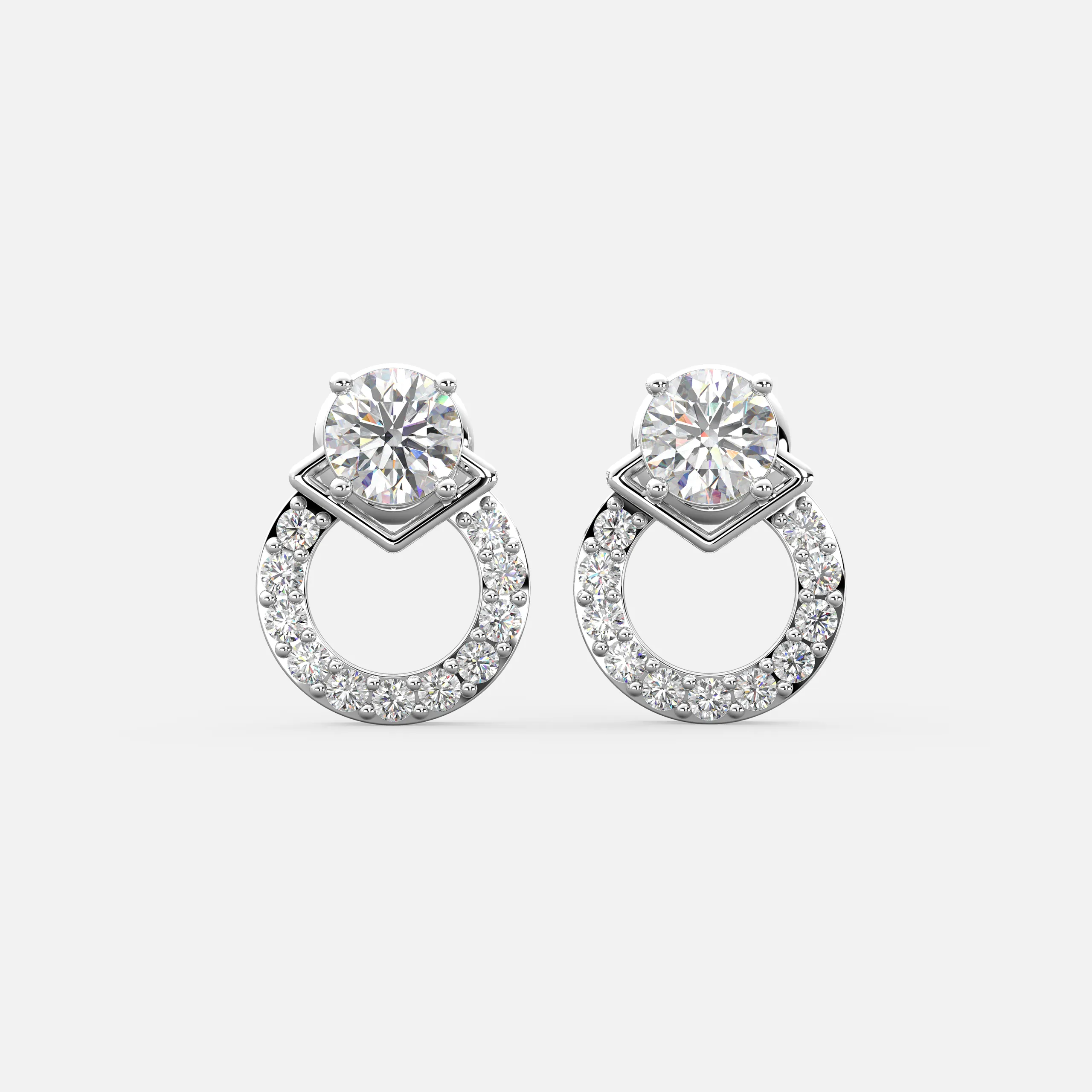 Halo Drop Diamond Earrings