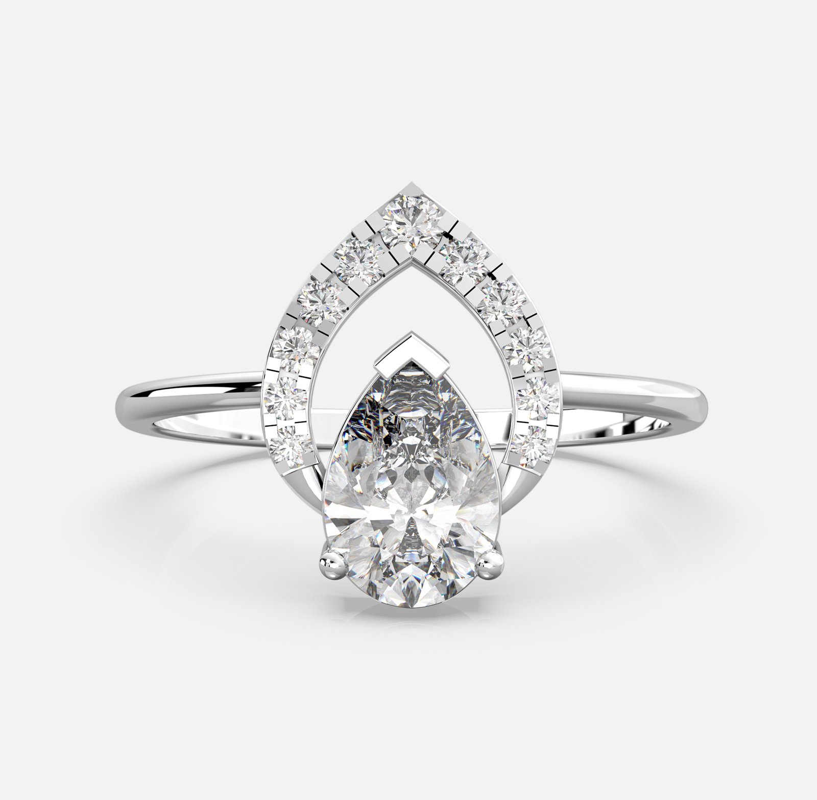 Radiant Crown Pear Diamond Ring