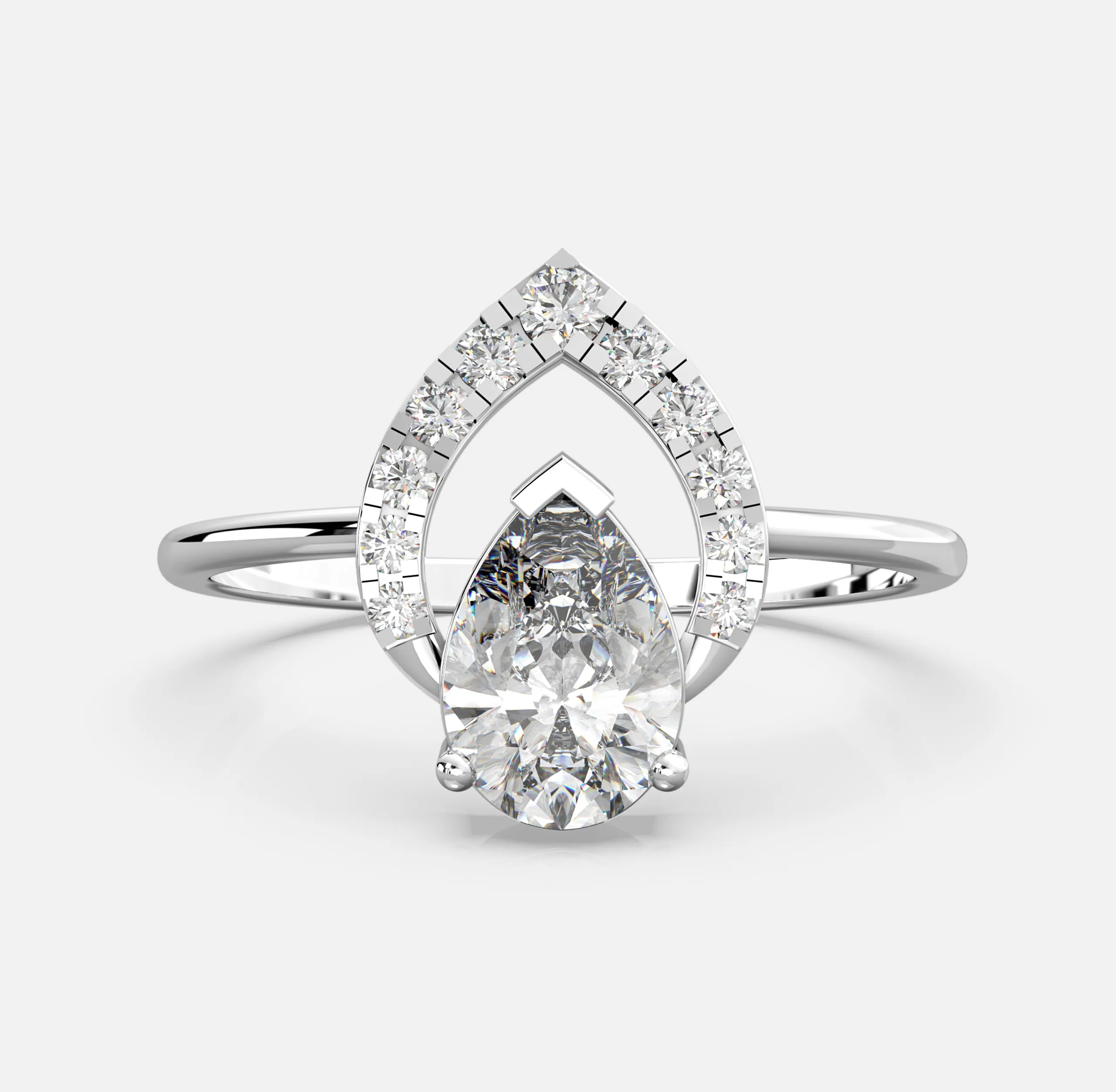 Radiant Crown Pear Diamond Ring