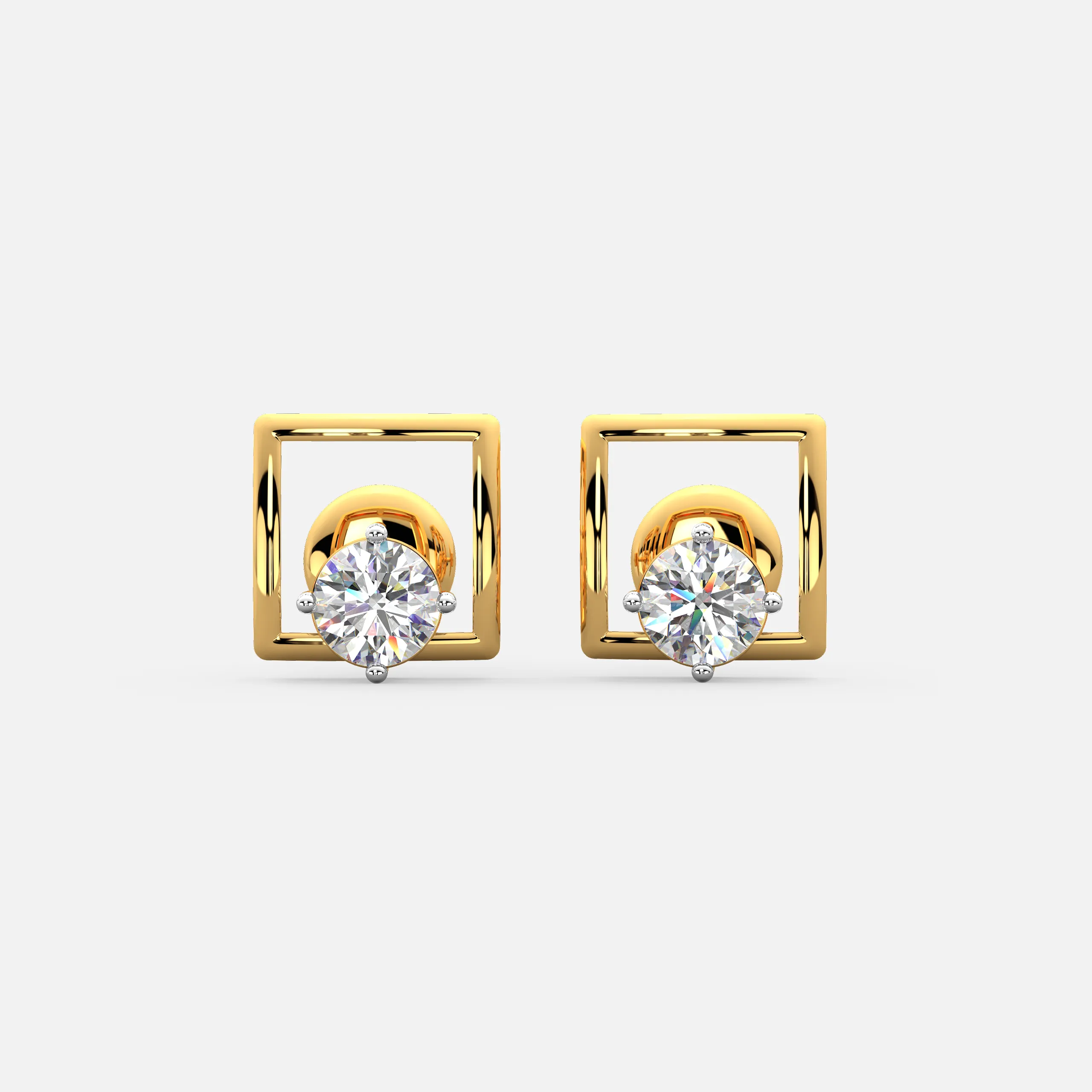 Frame Halo Diamond Stud Earrings