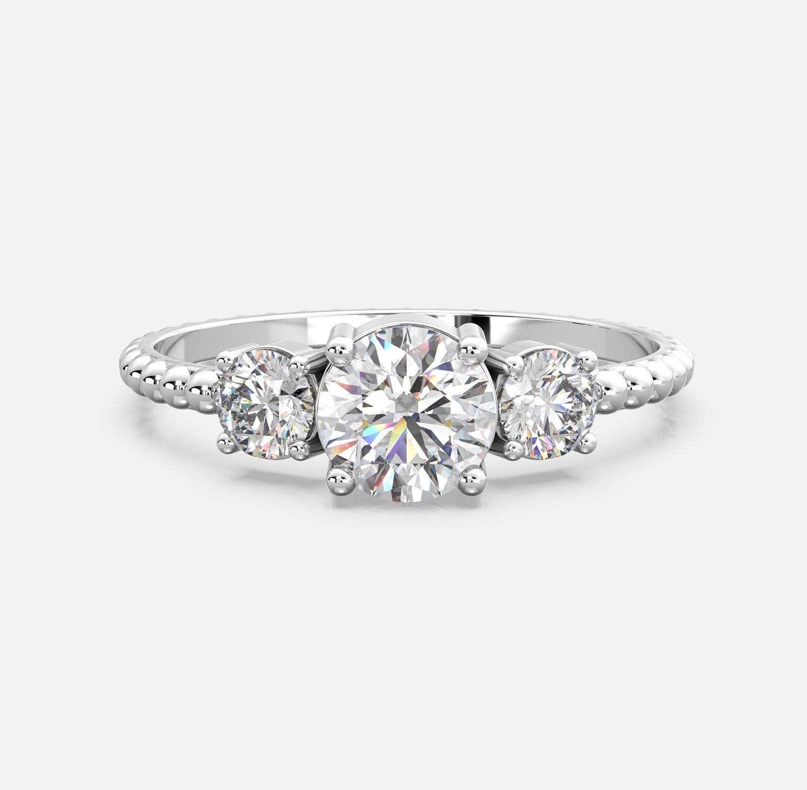 Trinity Beaded Diamond Ring