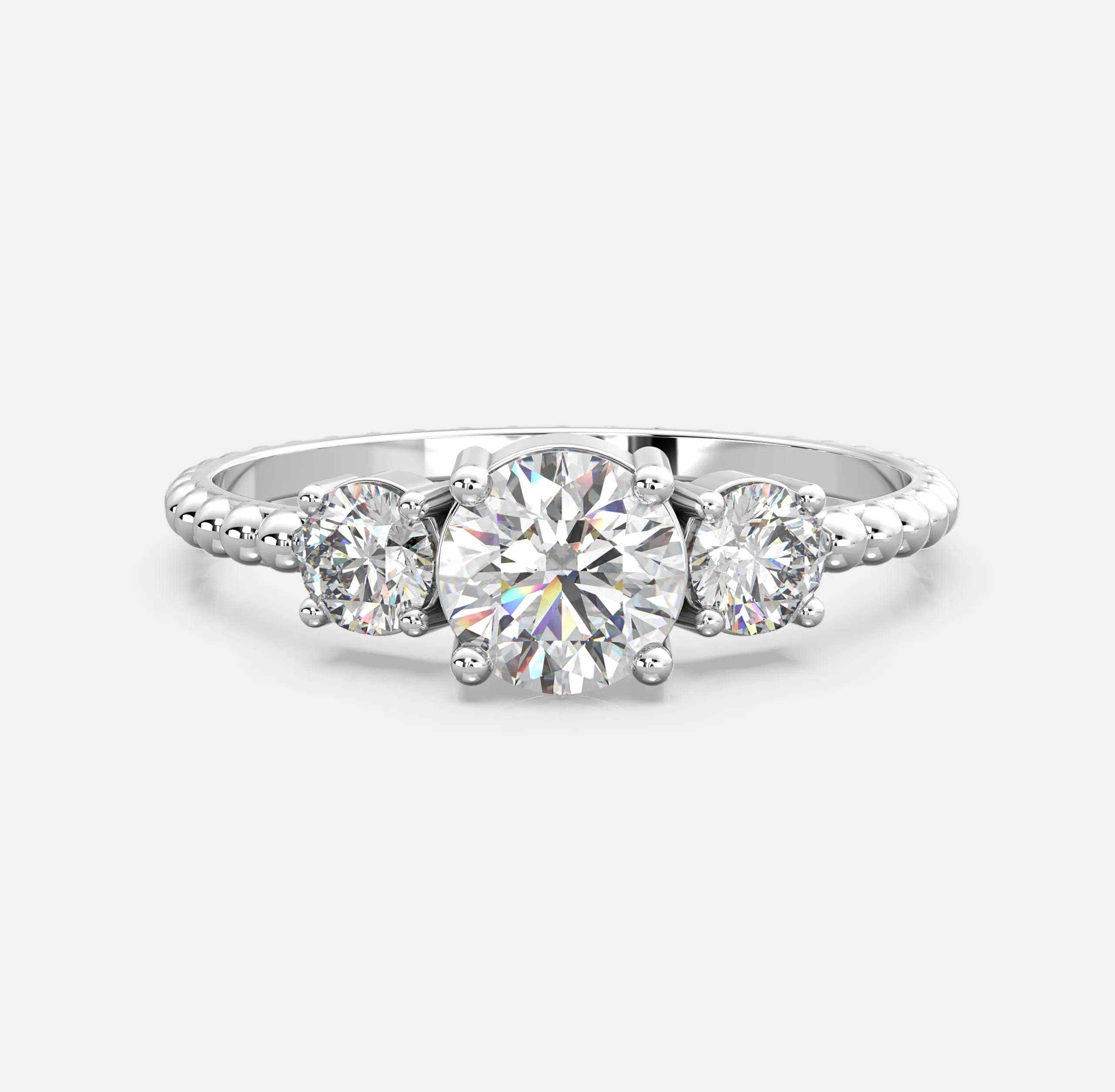 Trinity Beaded Diamond Ring