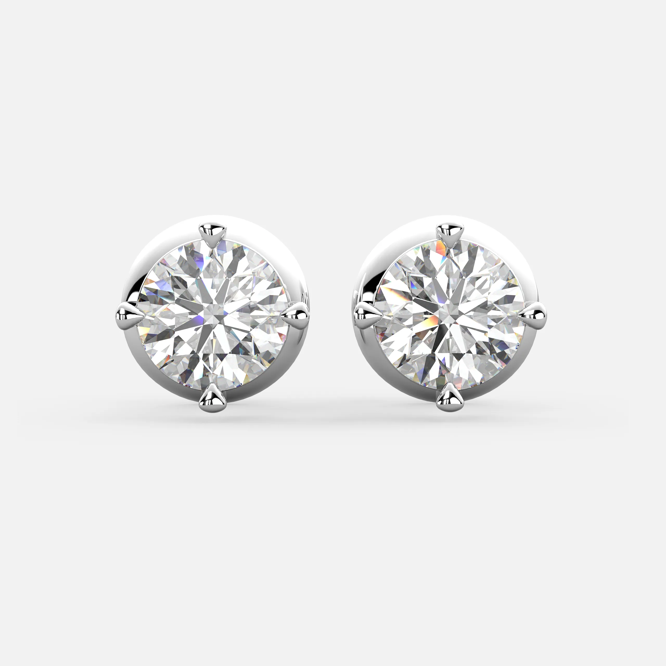Solitaire Round Diamond Earrings