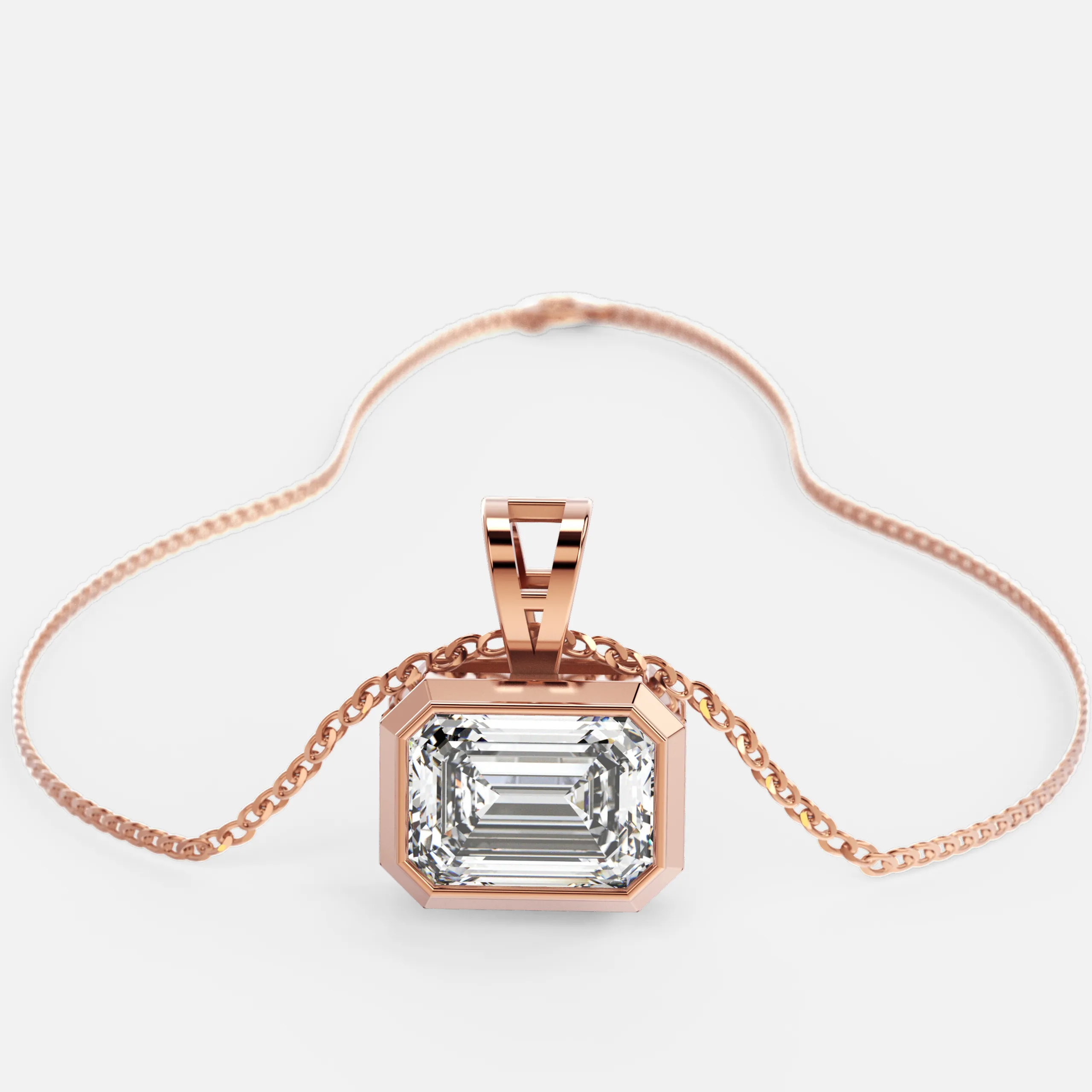 Regal Emerald Cut Diamond Pendant