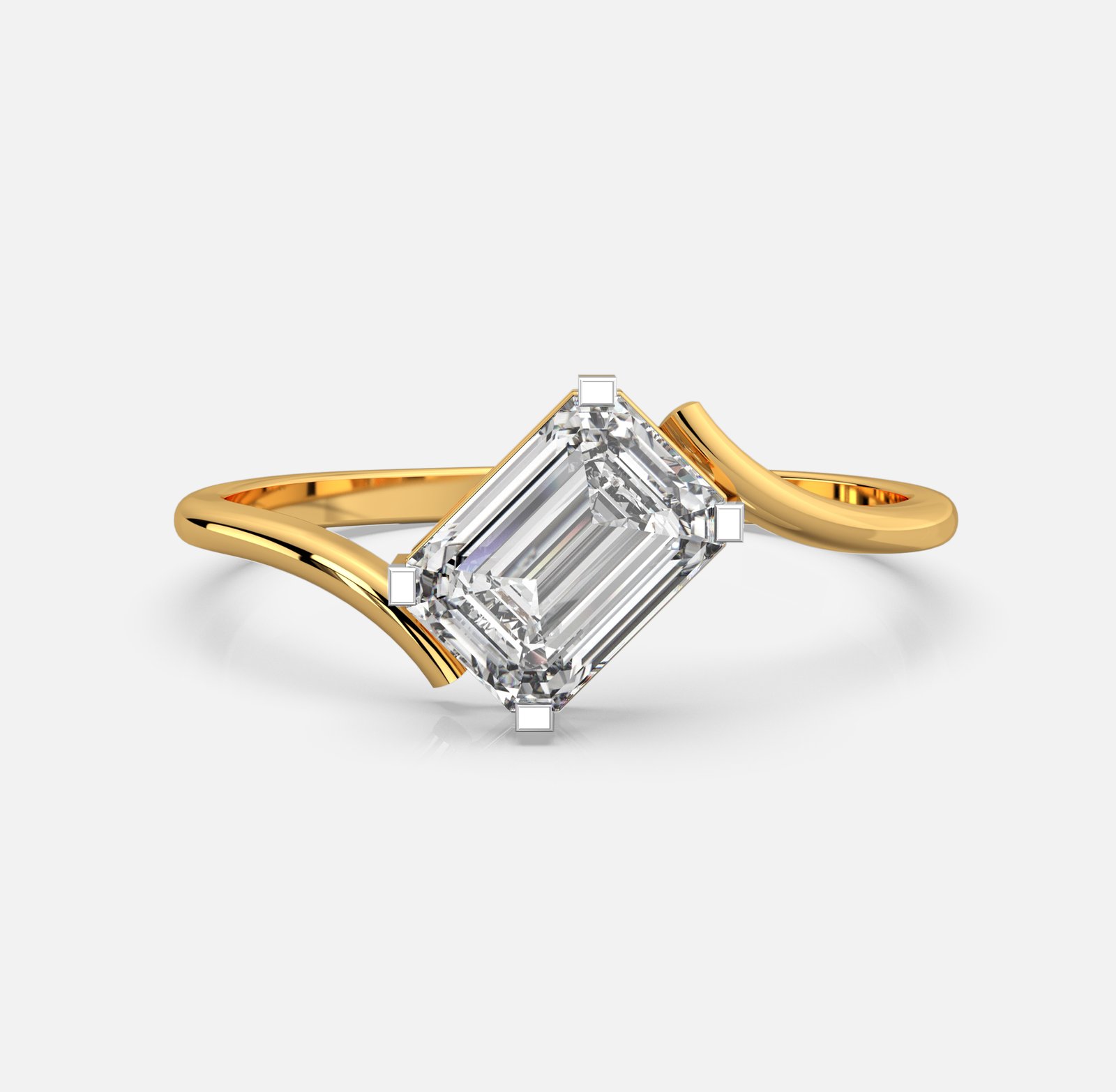 Asymmetric Emerald-Cut Diamond Ring
