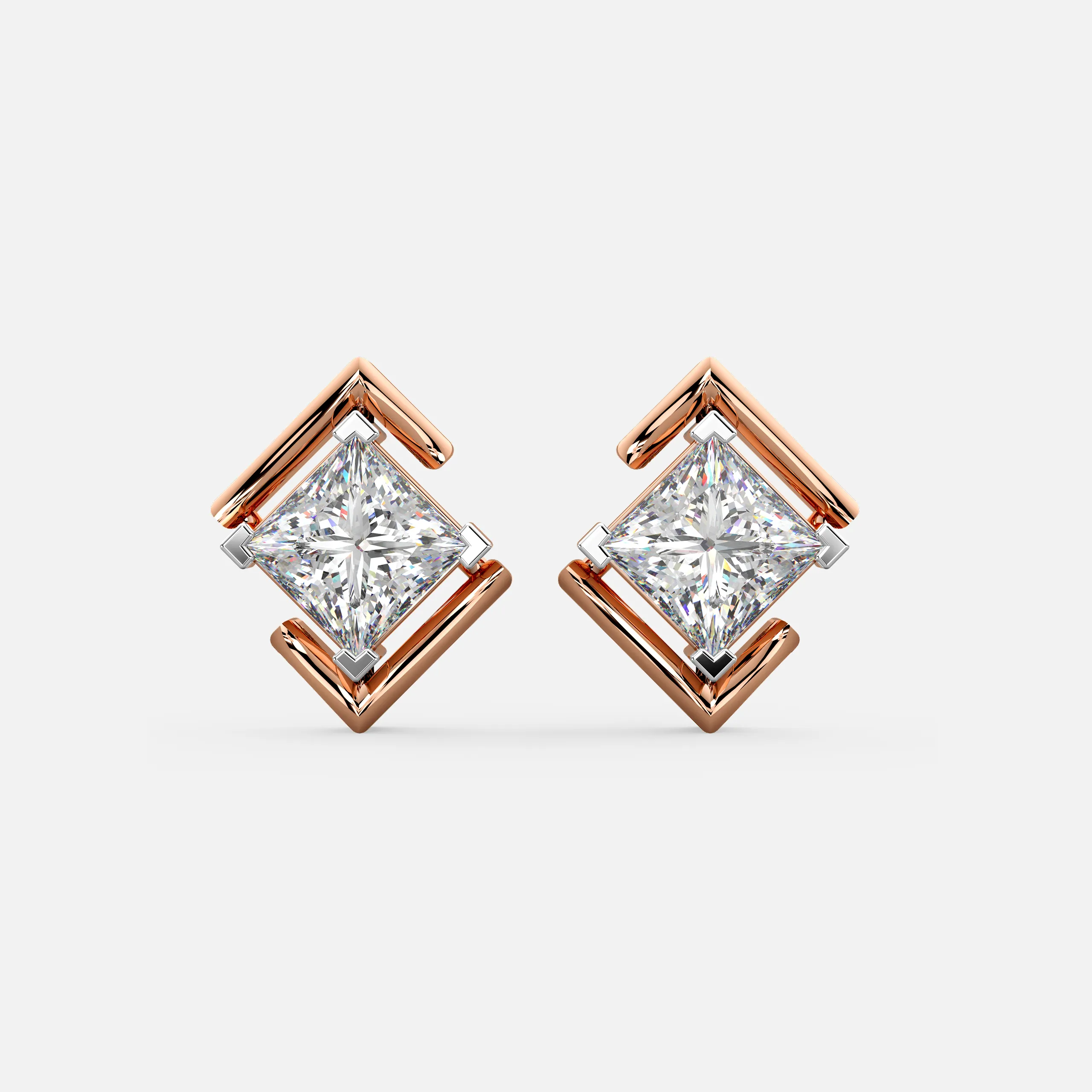 Framed Princess Diamond Earrings