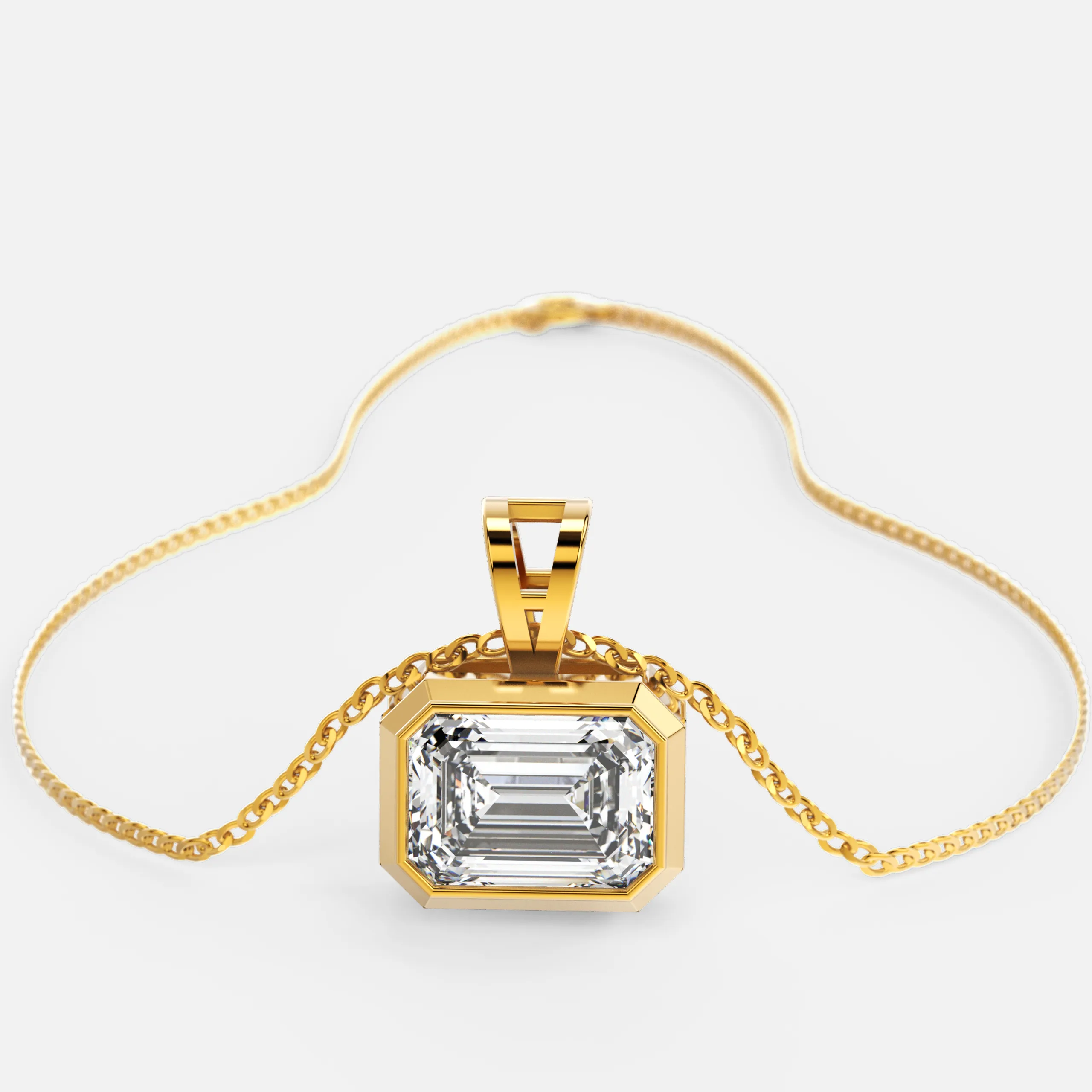 Regal Emerald Cut Diamond Pendant