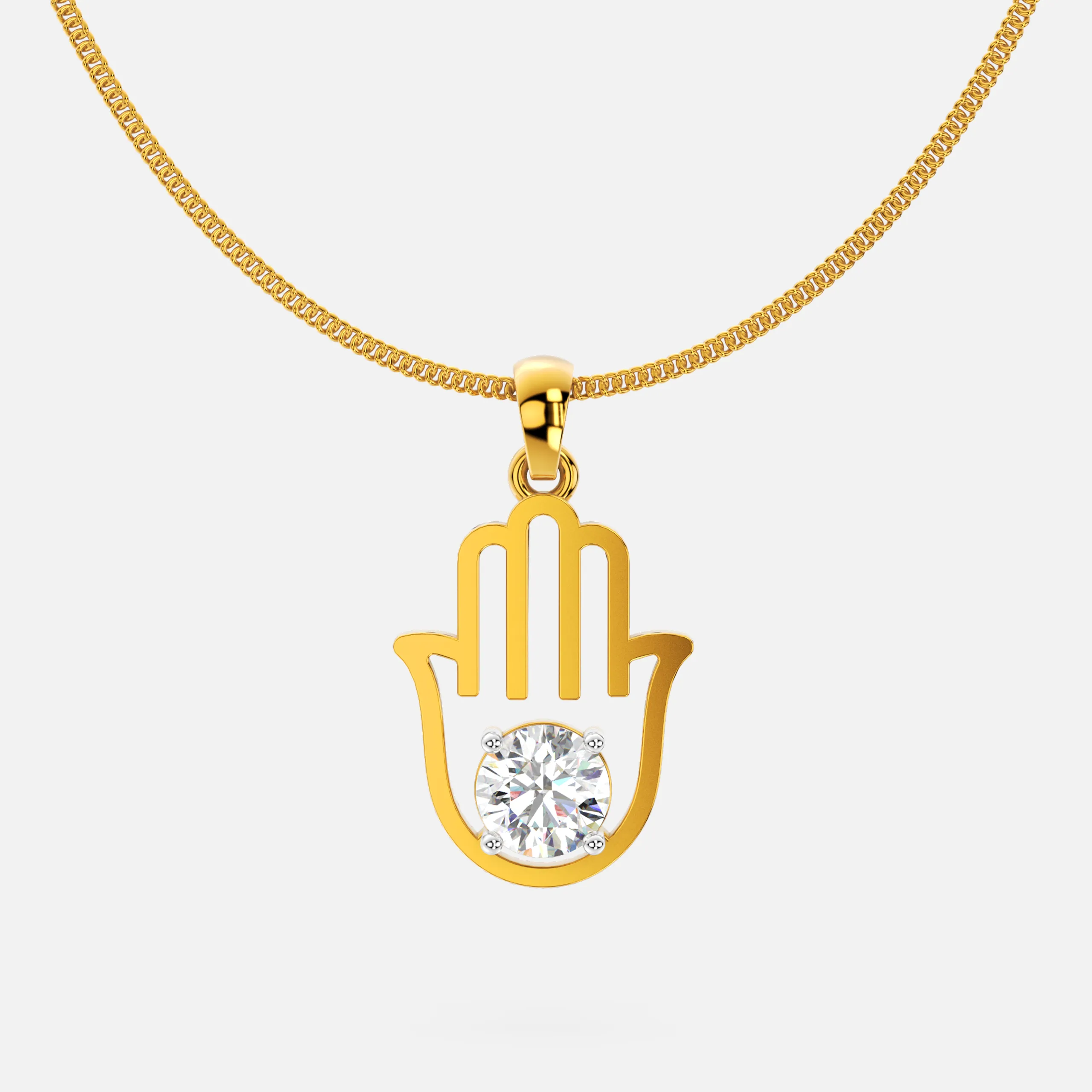 Hamsa Hand Diamond Pendant