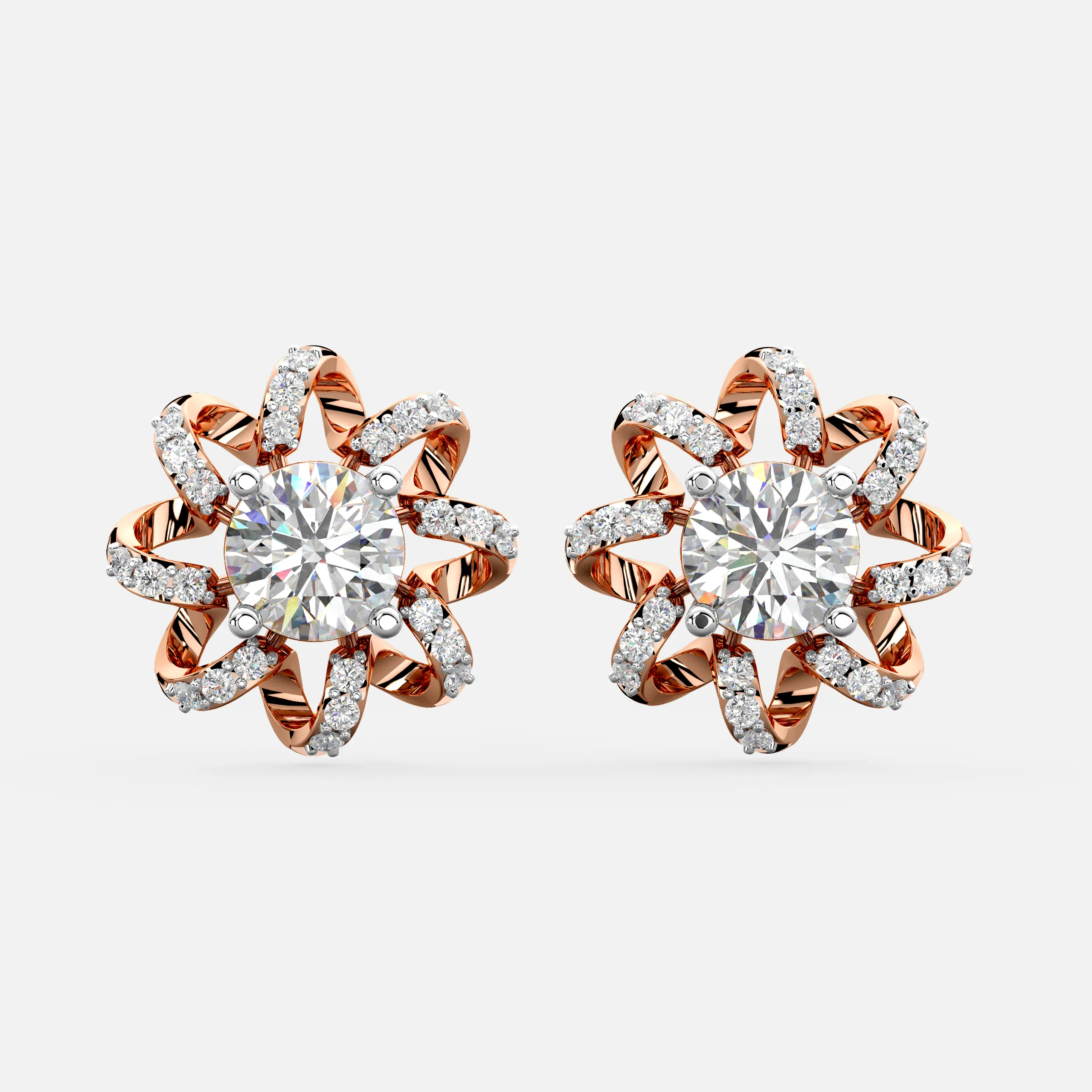 Floral Swirl Diamond Earrings