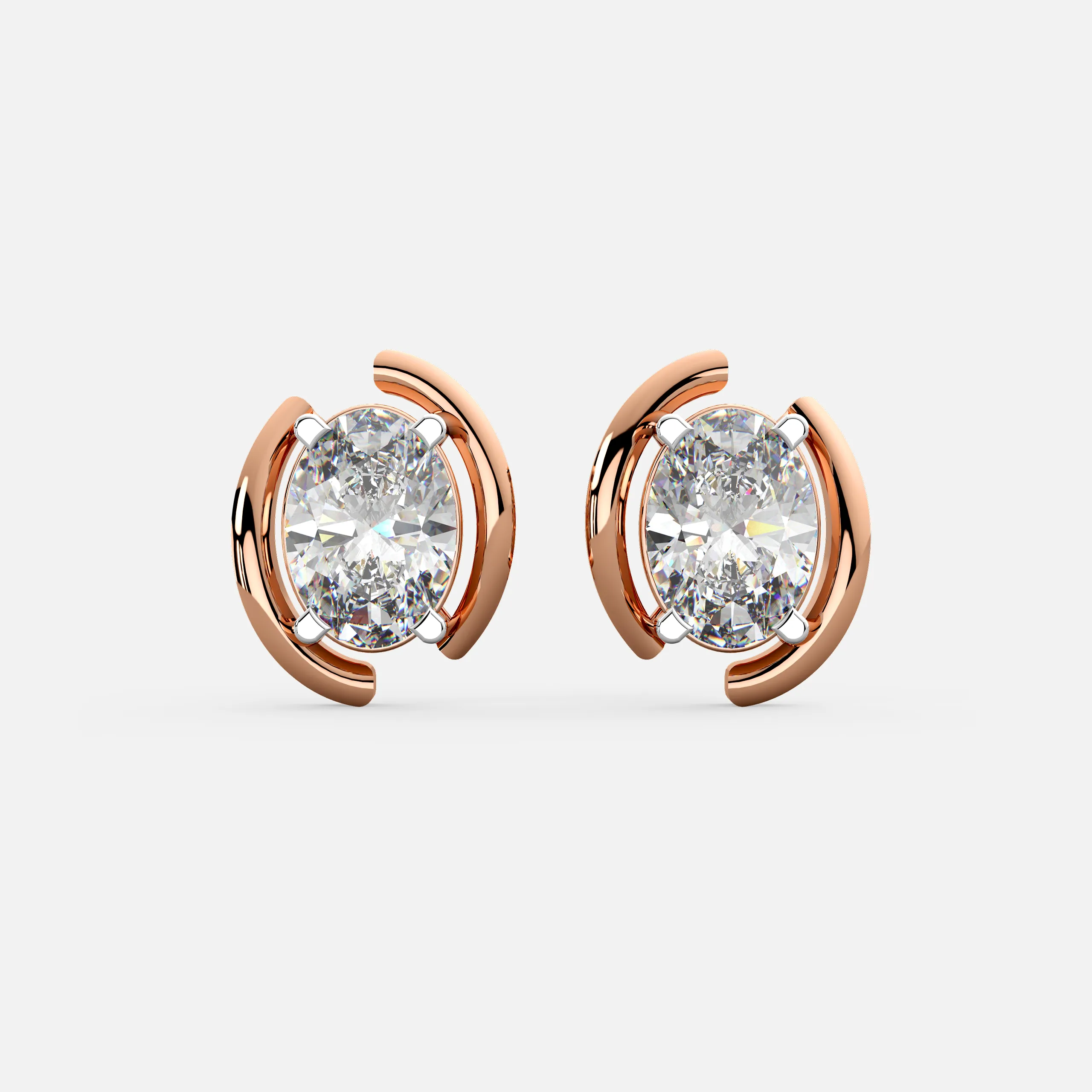 Oval Frame Diamond Earrings