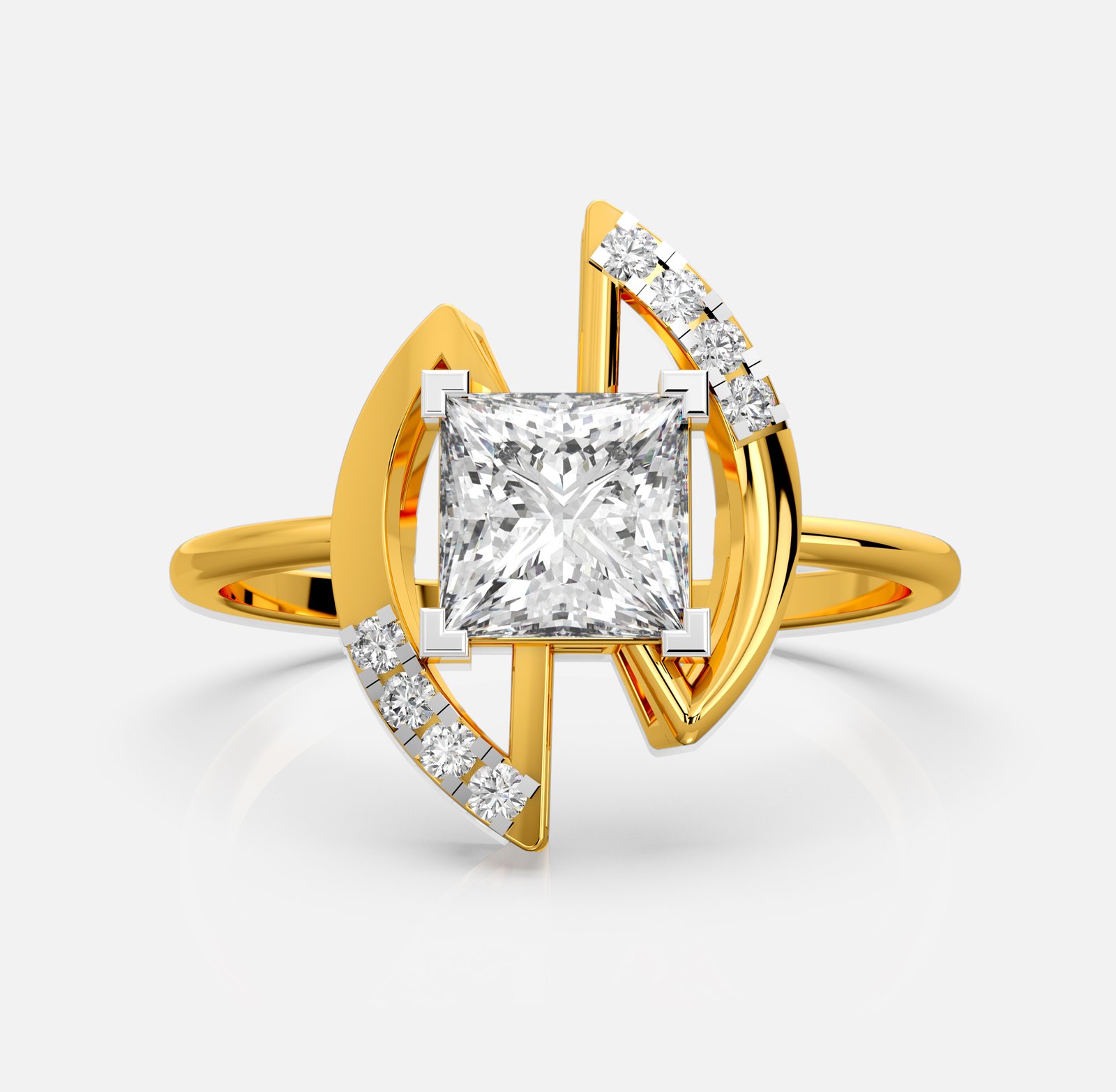 Twin Arc Princess-Cut Diamond Ring