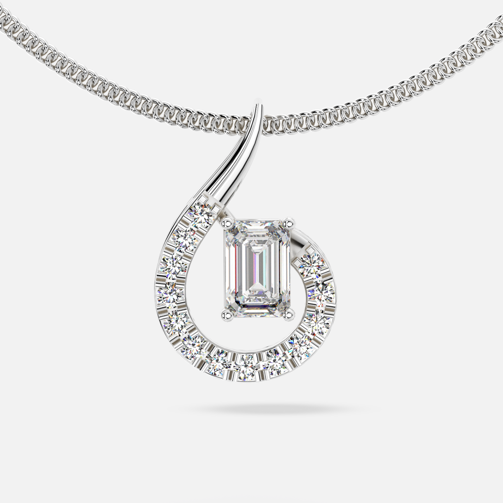 Emerald Swirl Diamond Pendant