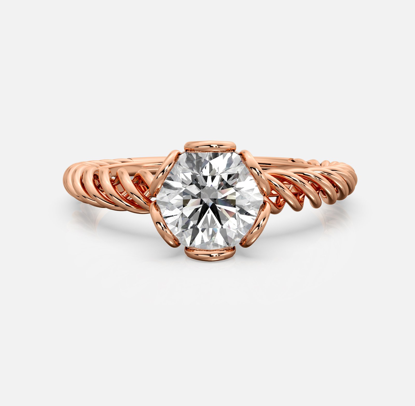 Twist Rope Solitaire Diamond Ring