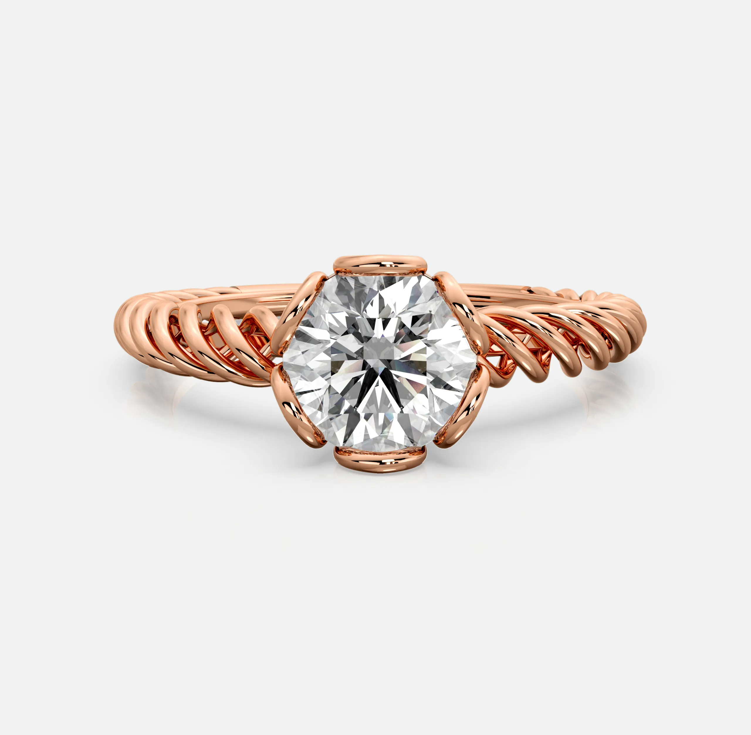 Twist Rope Solitaire Diamond Ring