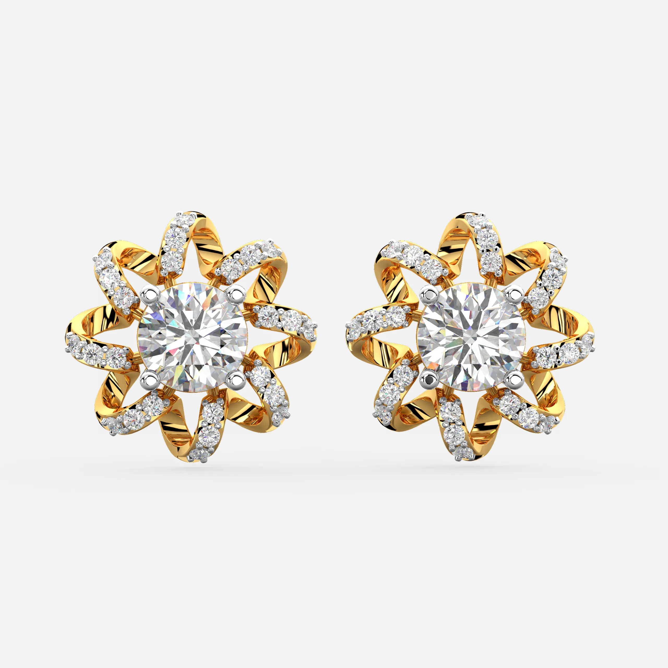 Floral Swirl Diamond Earrings