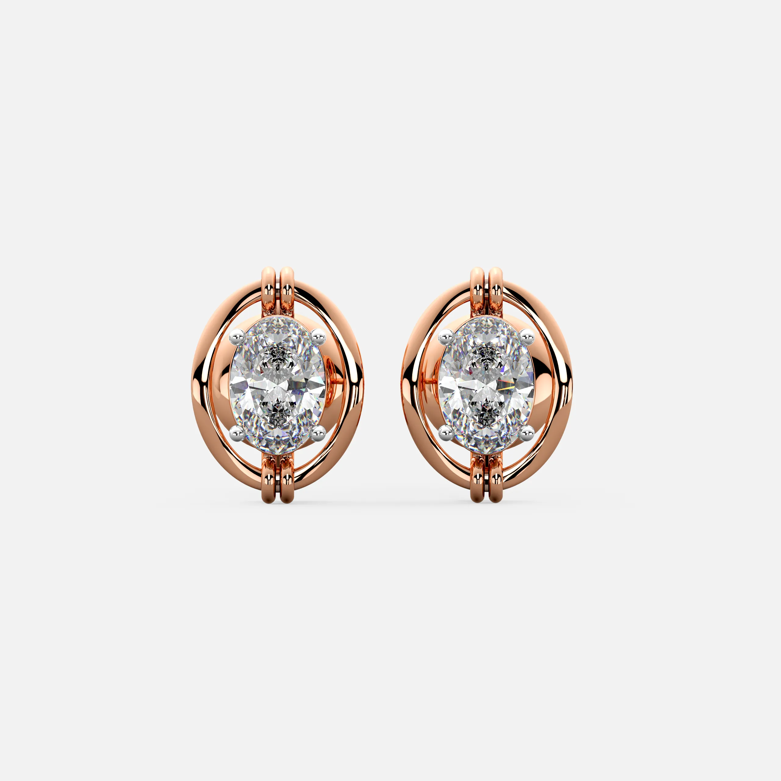 Oval Orbit Diamond Earrings