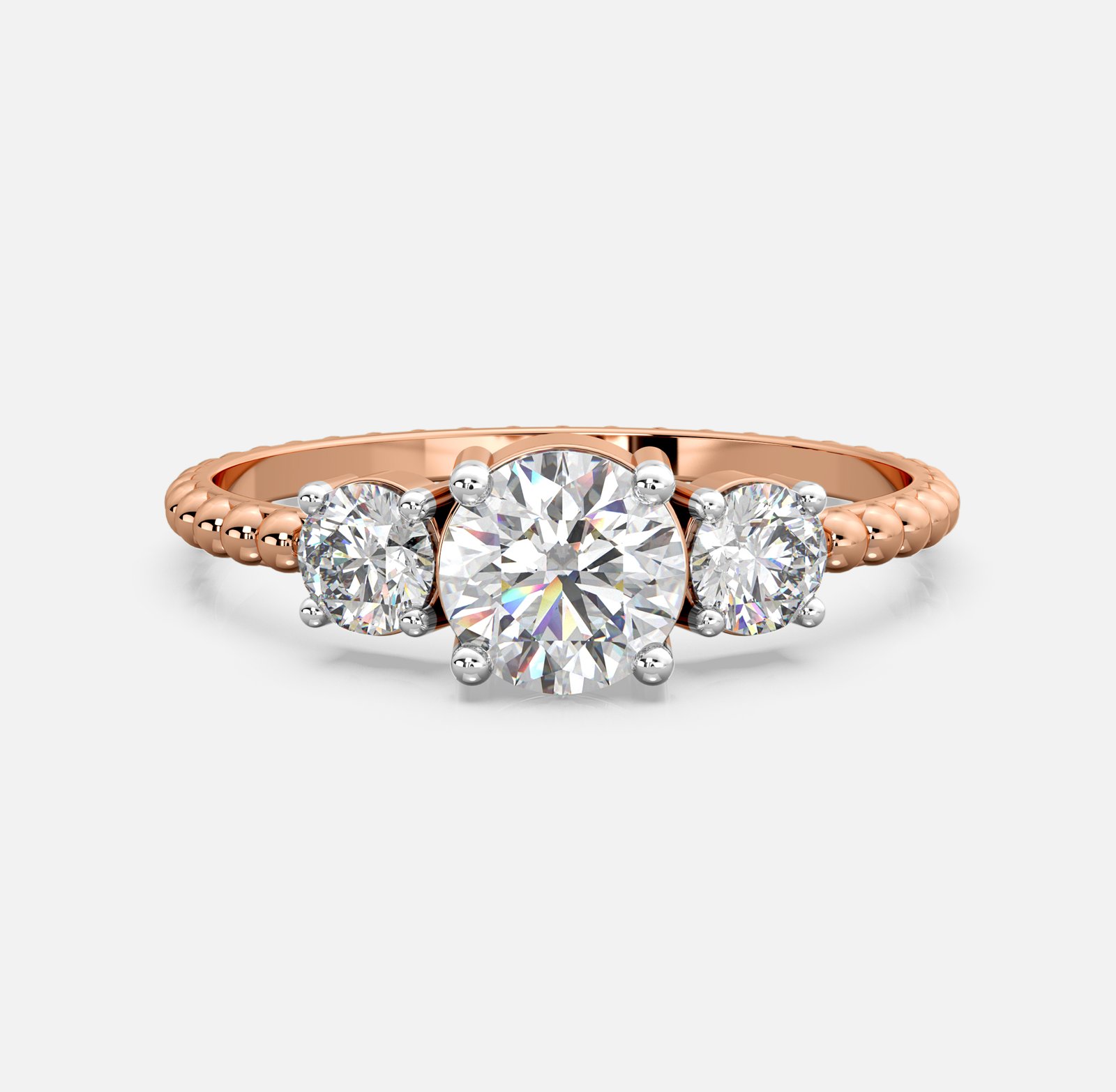 Trinity Beaded Diamond Ring