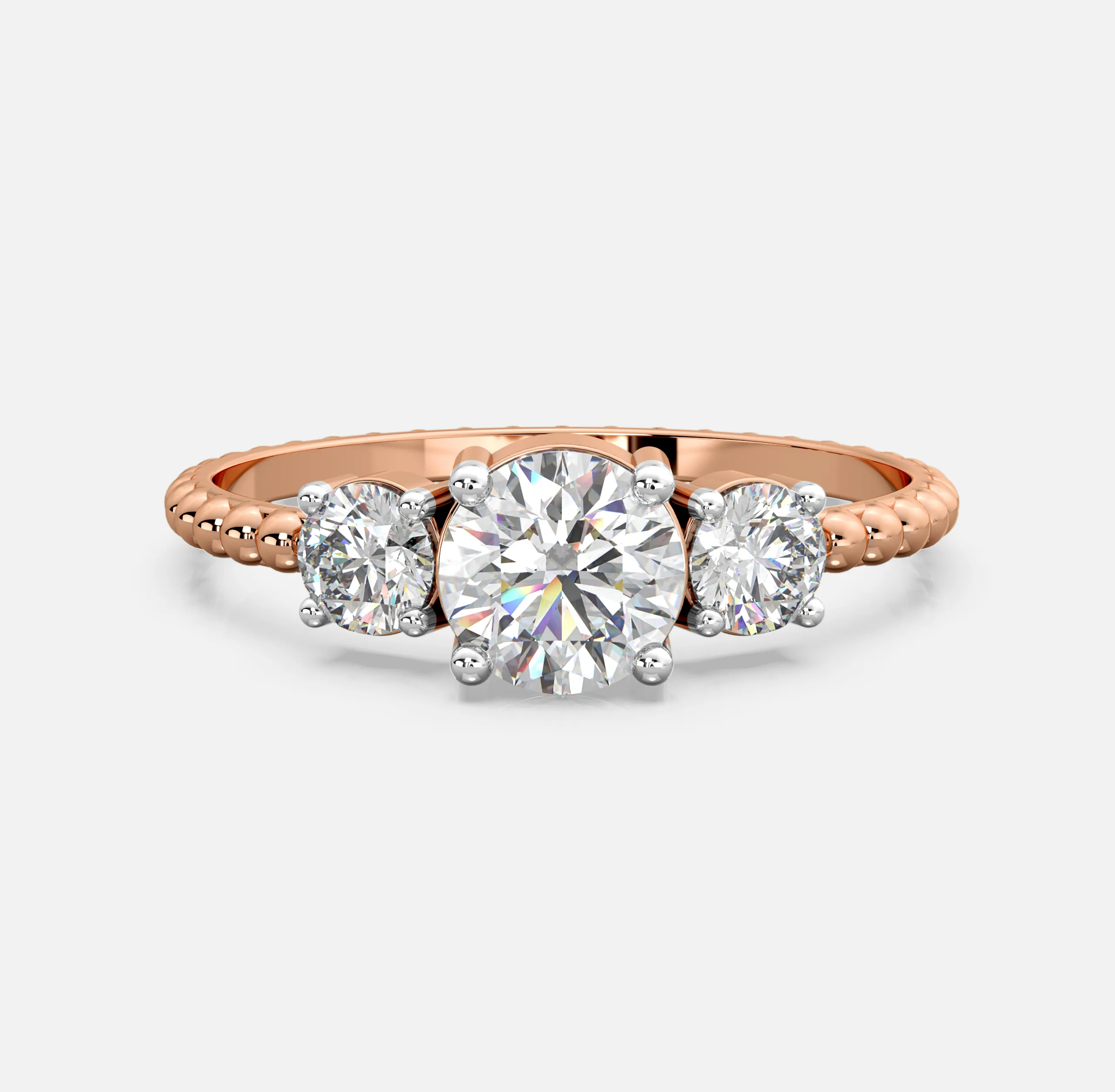 Trinity Beaded Diamond Ring